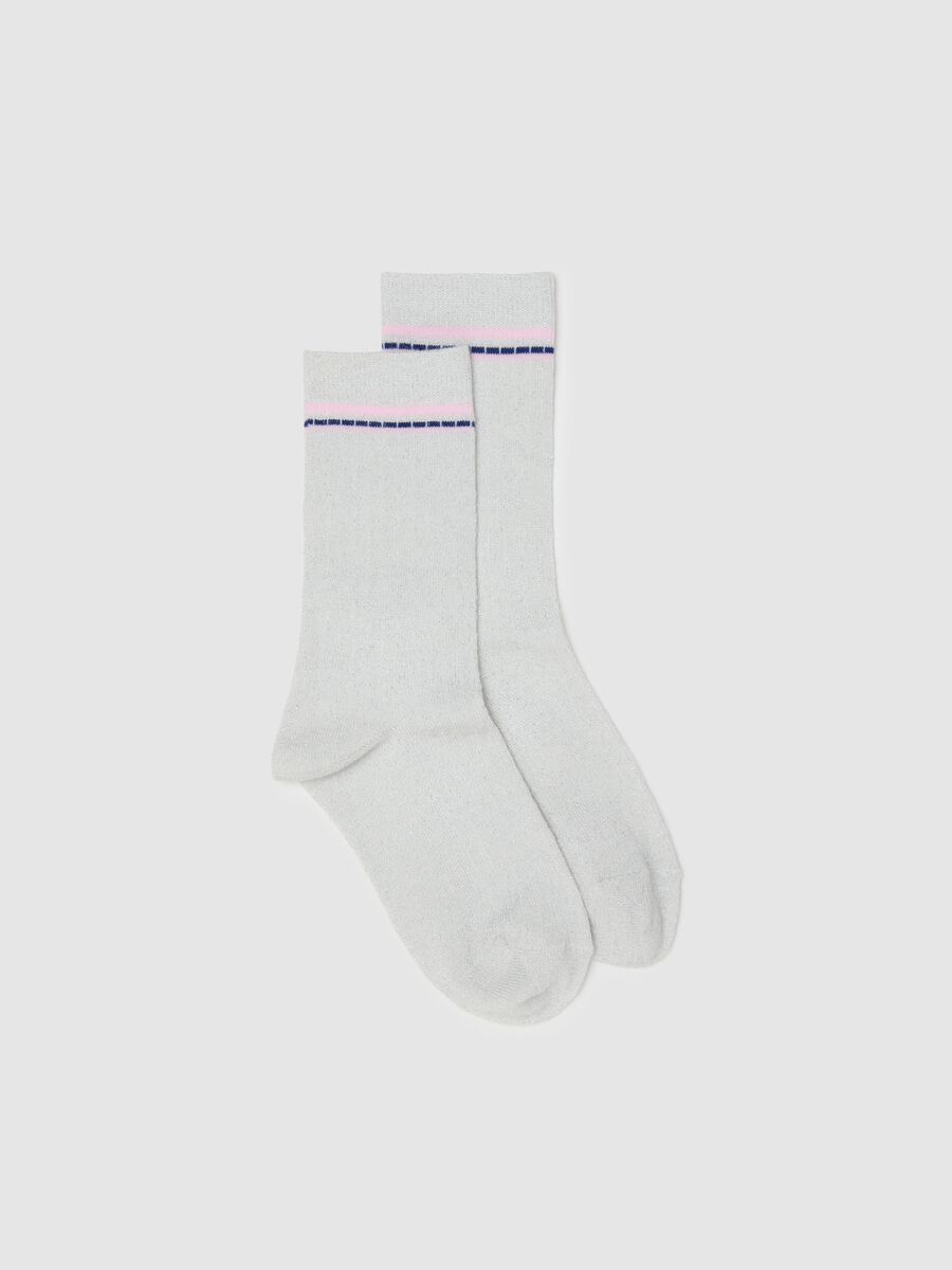 Short white socks with colourful details_0
