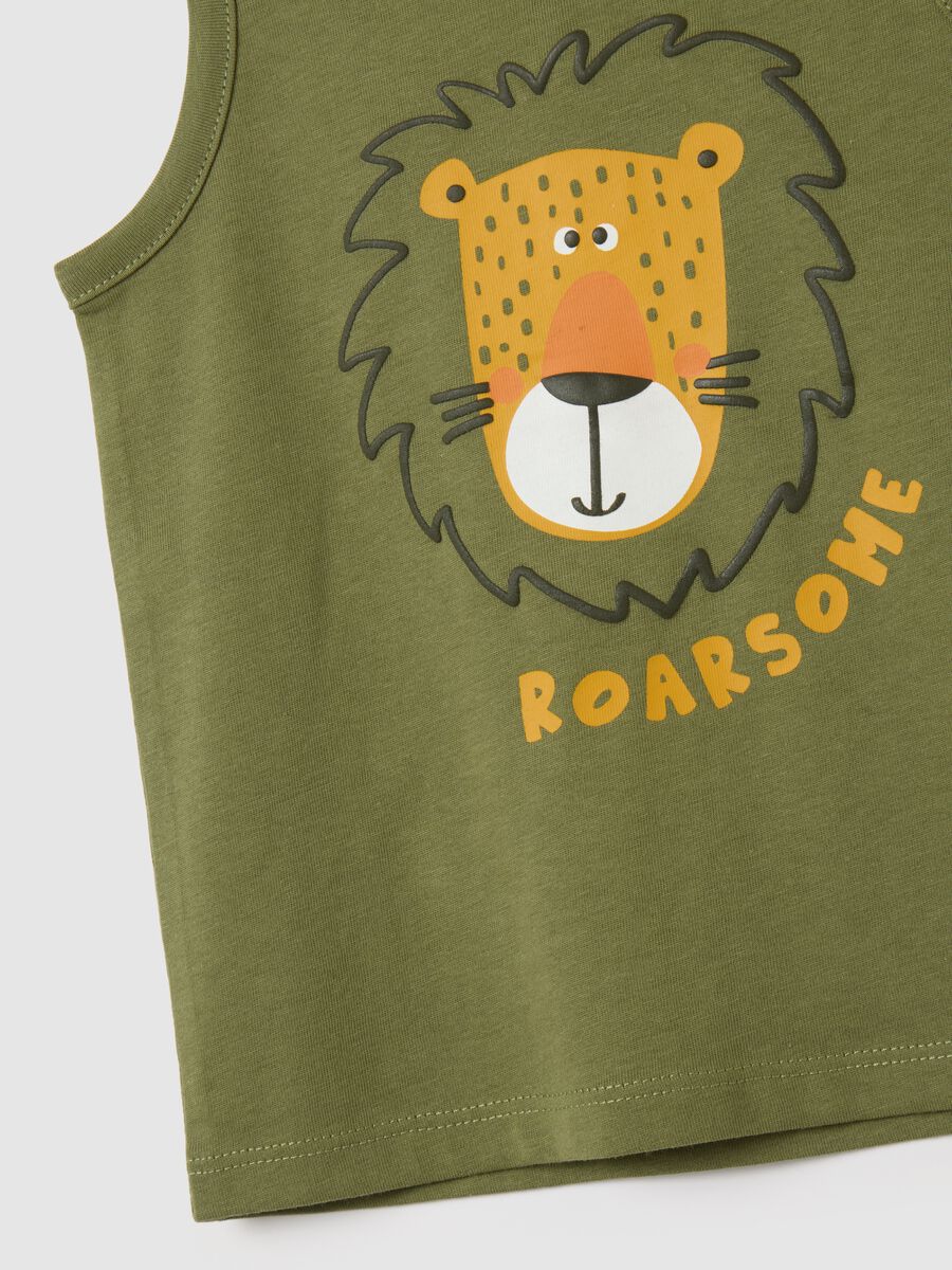 Canotta da bambino in puro cotone verde regular fit_2
