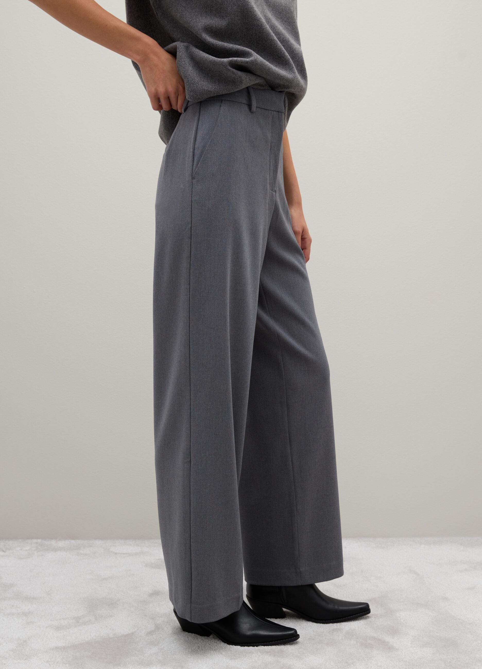 Grey Flare Trousers