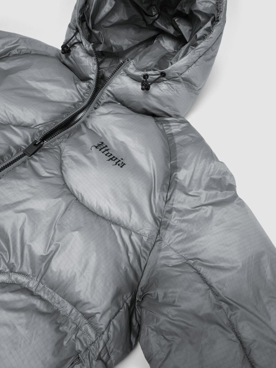 Nylon Ripstop Hooded Puffer Jacket Grey_7
