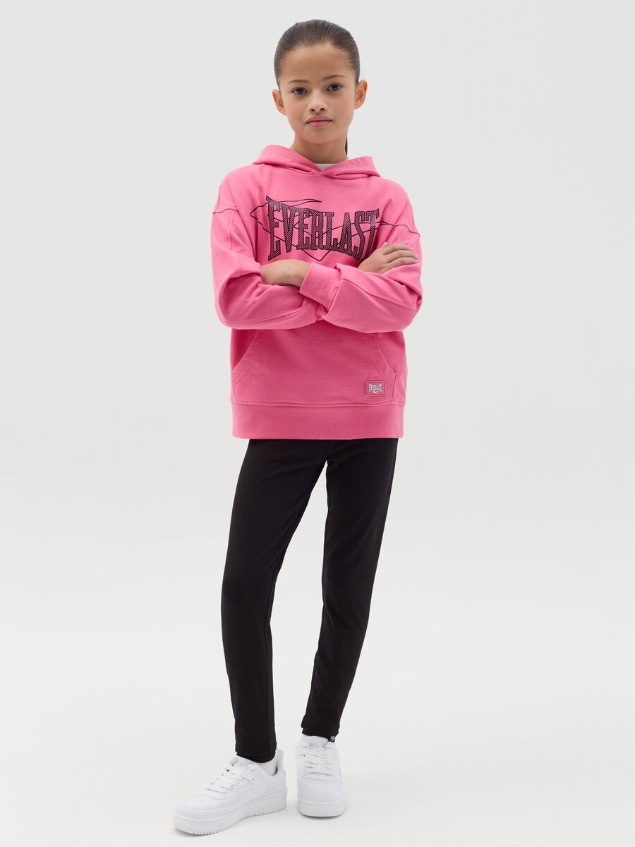 Stretch cotton leggings with logo print_0