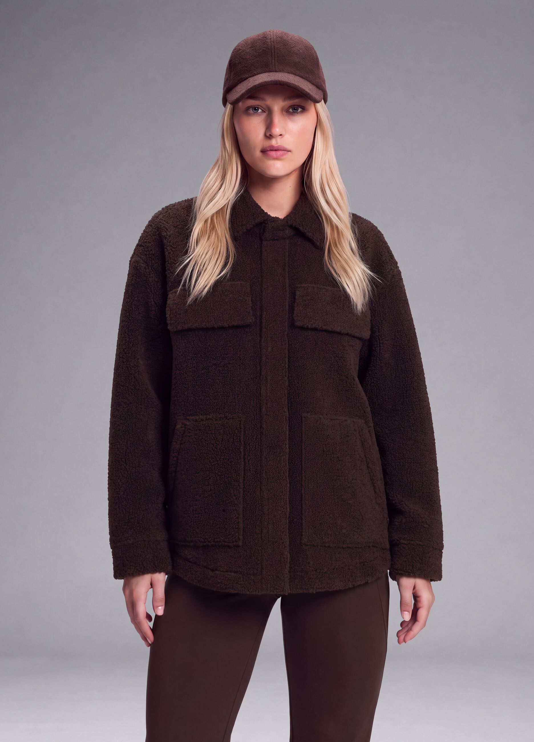 Shacket marrone in sherpa con bottoni relaxed fit ALTAVIA STUDIO