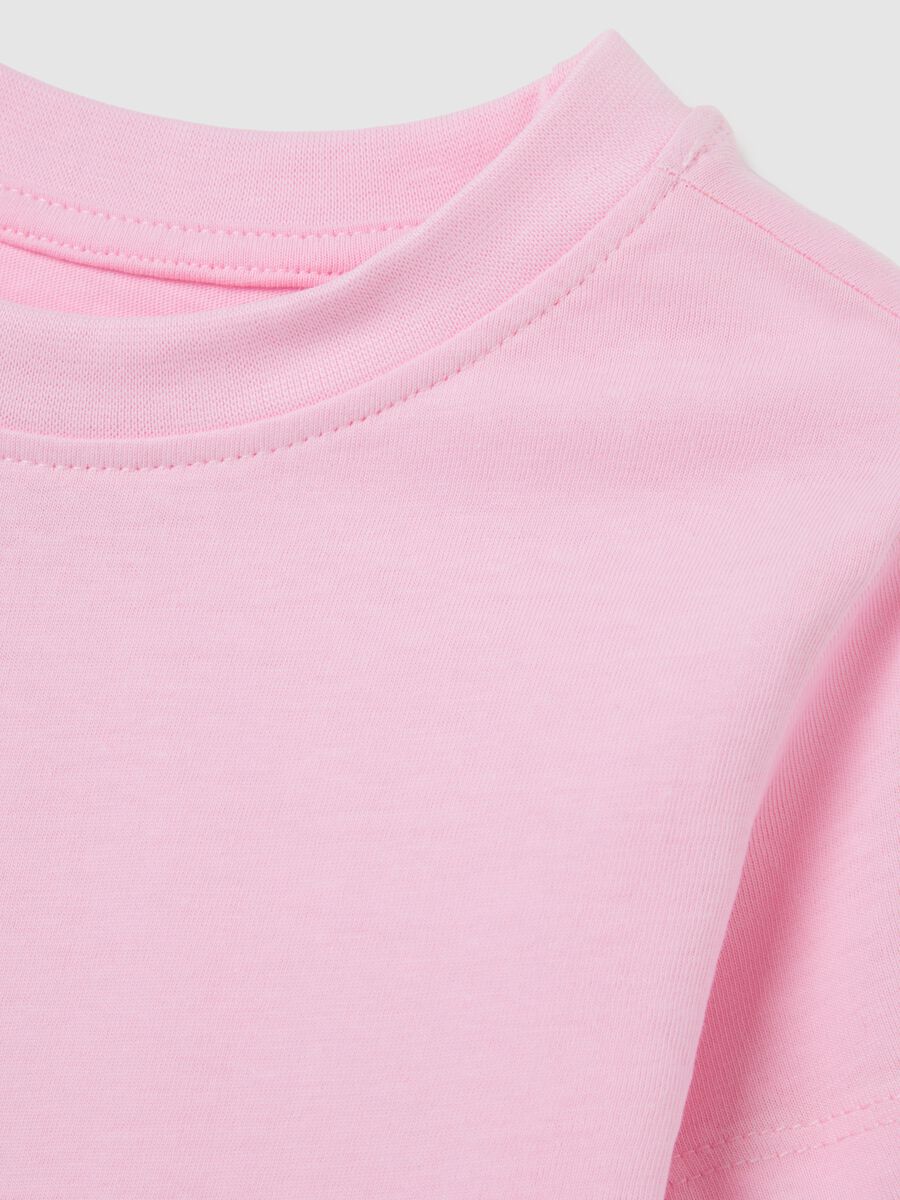 T-shirt da bambina in puro cotone rosa regular fit_2