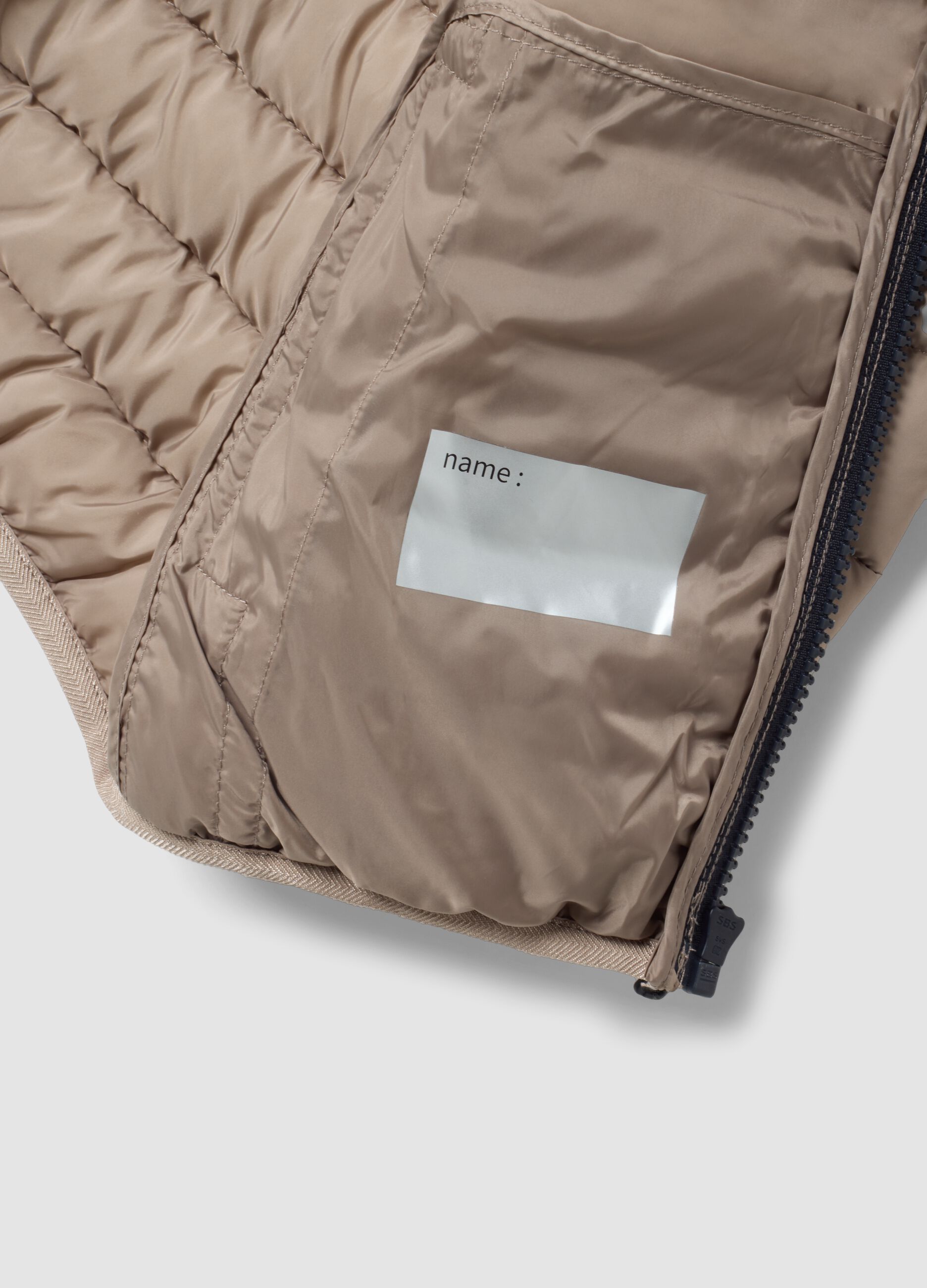 Giubbotto Utralight beige imbottito con cappuccio e zip per bambino