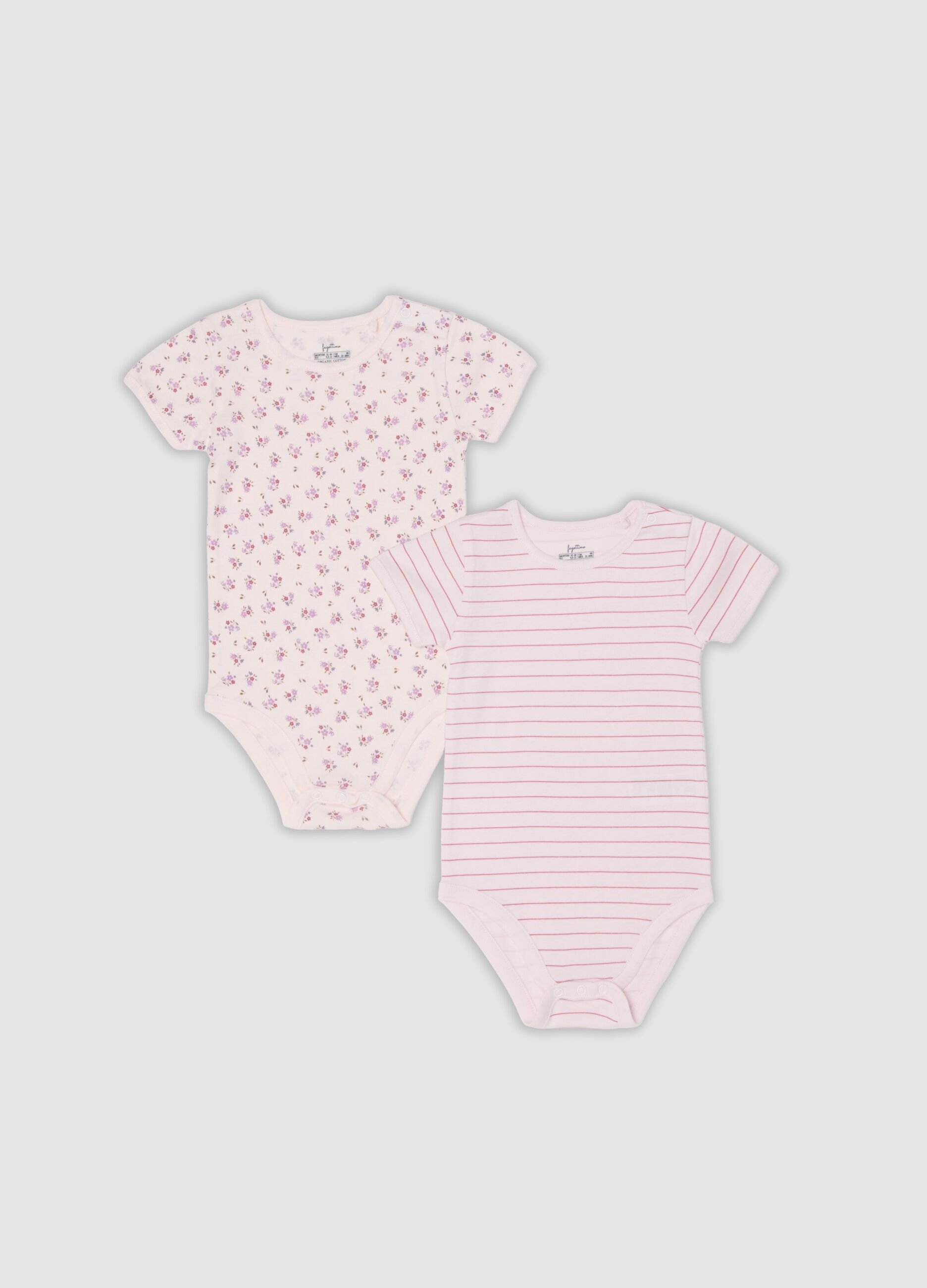 2-pack of pink organic cotton bodysuits for baby girls