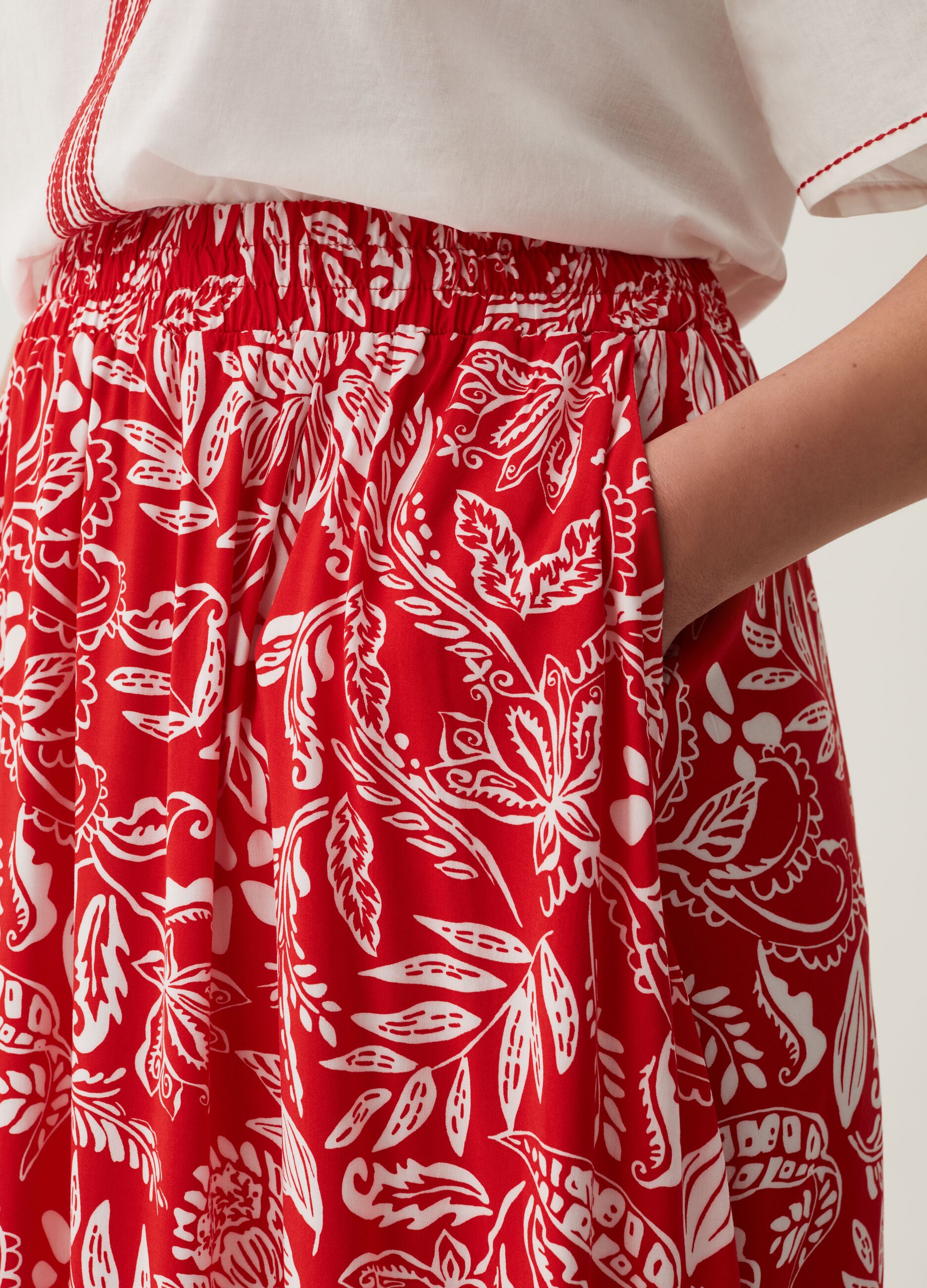 Gonna midi con stampa floreale Curvy MYA_3