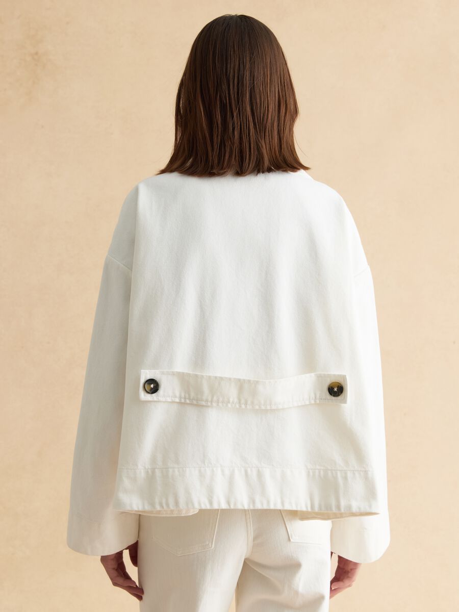 White pure cotton jacket with buttons, regular fit_3