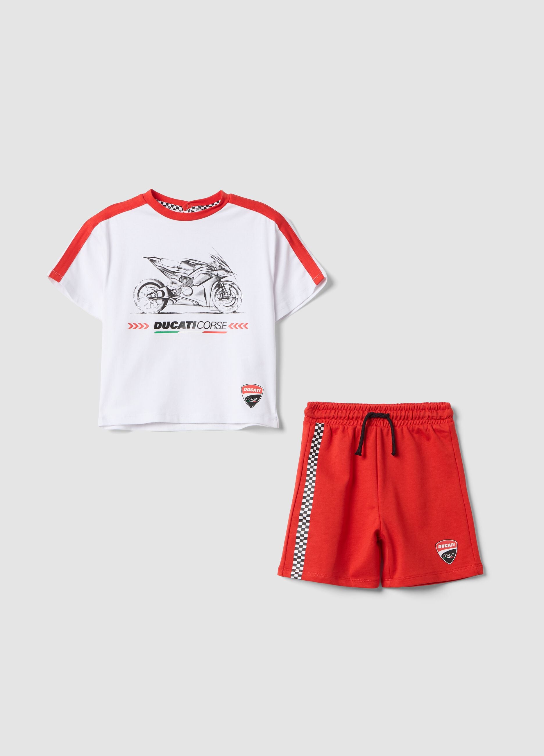 Completo jogging rosso e bianco Ducati in puro cotone per bimbo over fit