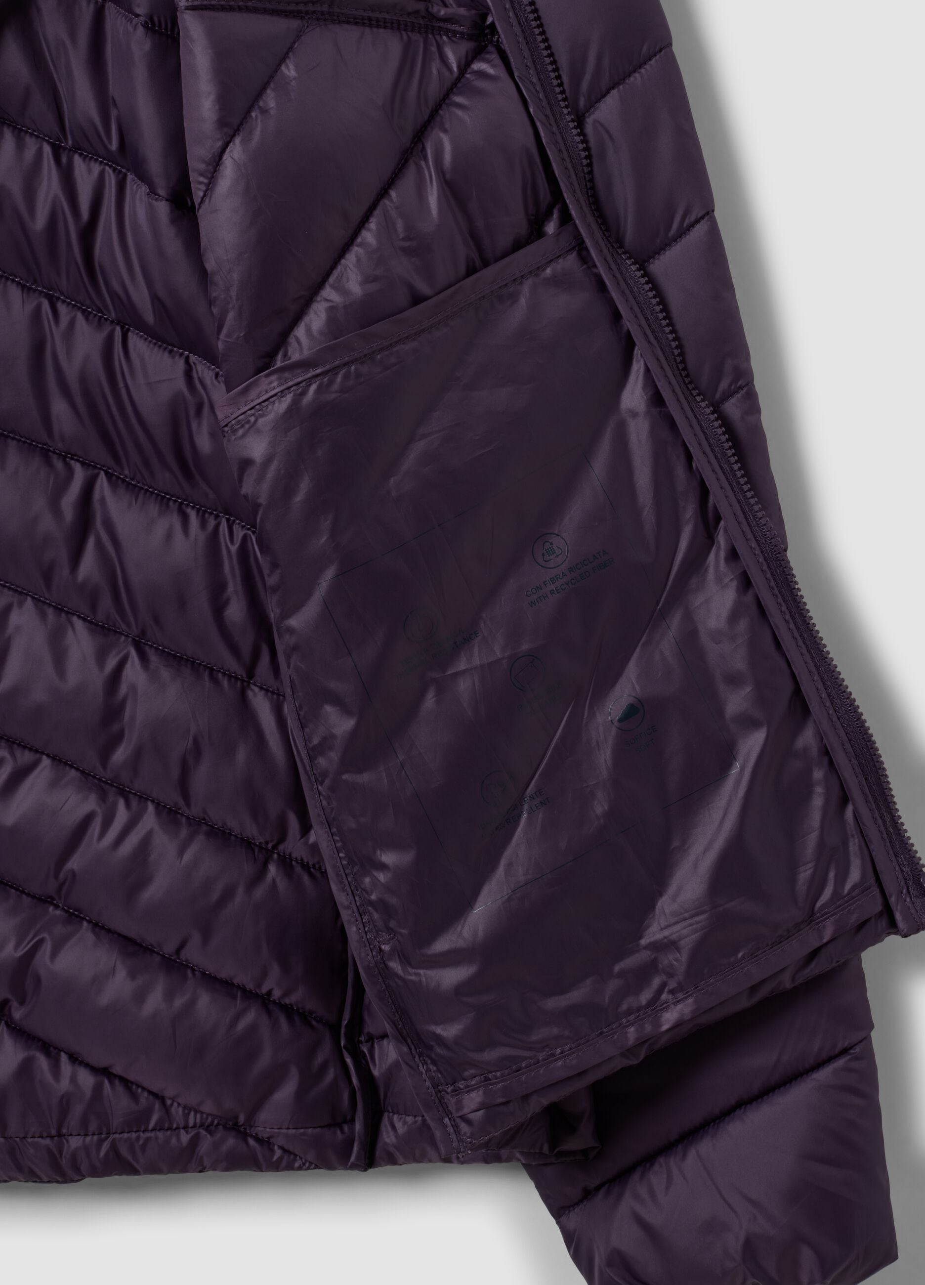 Purple Ultralight Quilted Jacket with Hood and Zip