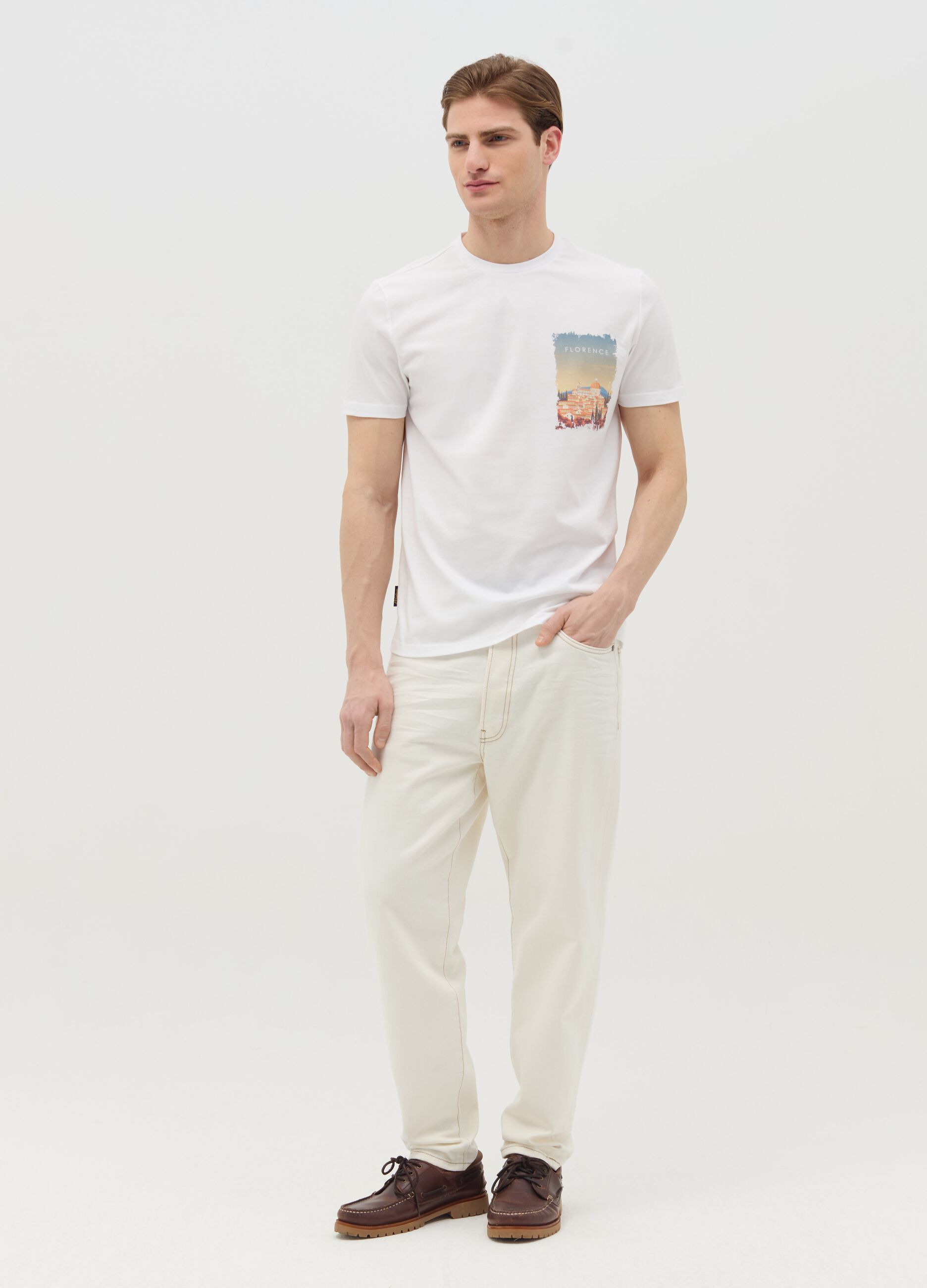 Cotton T-shirt with "Florence" print