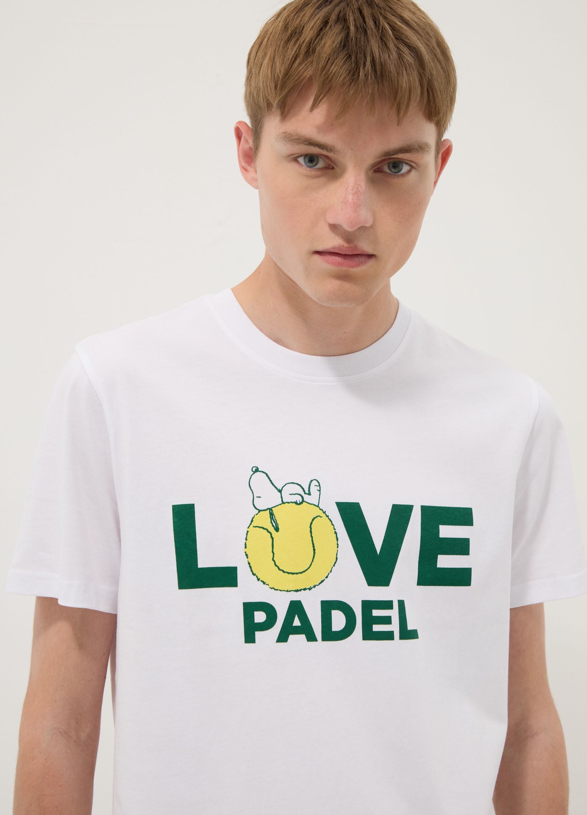 White pure cotton T-shirt with front print