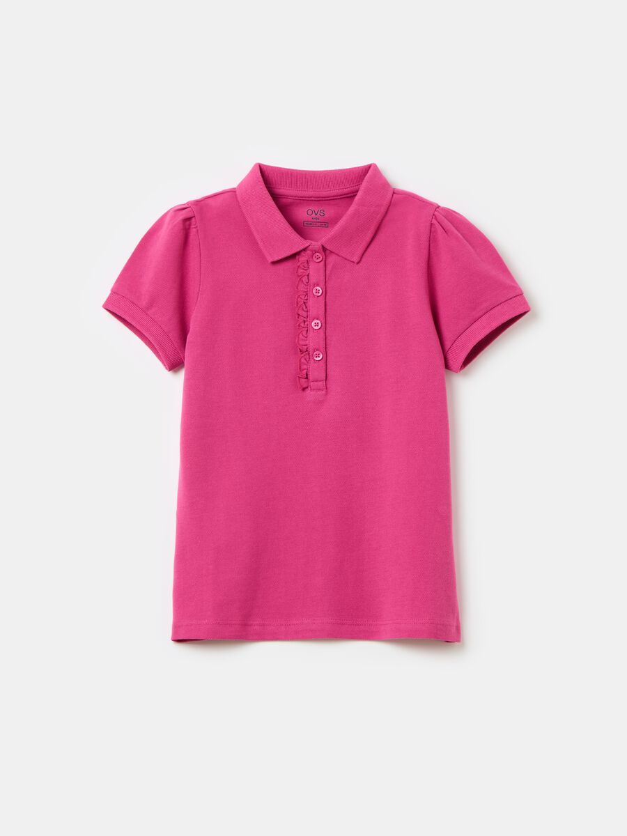 Cotton piquet polo shirt with frill_0