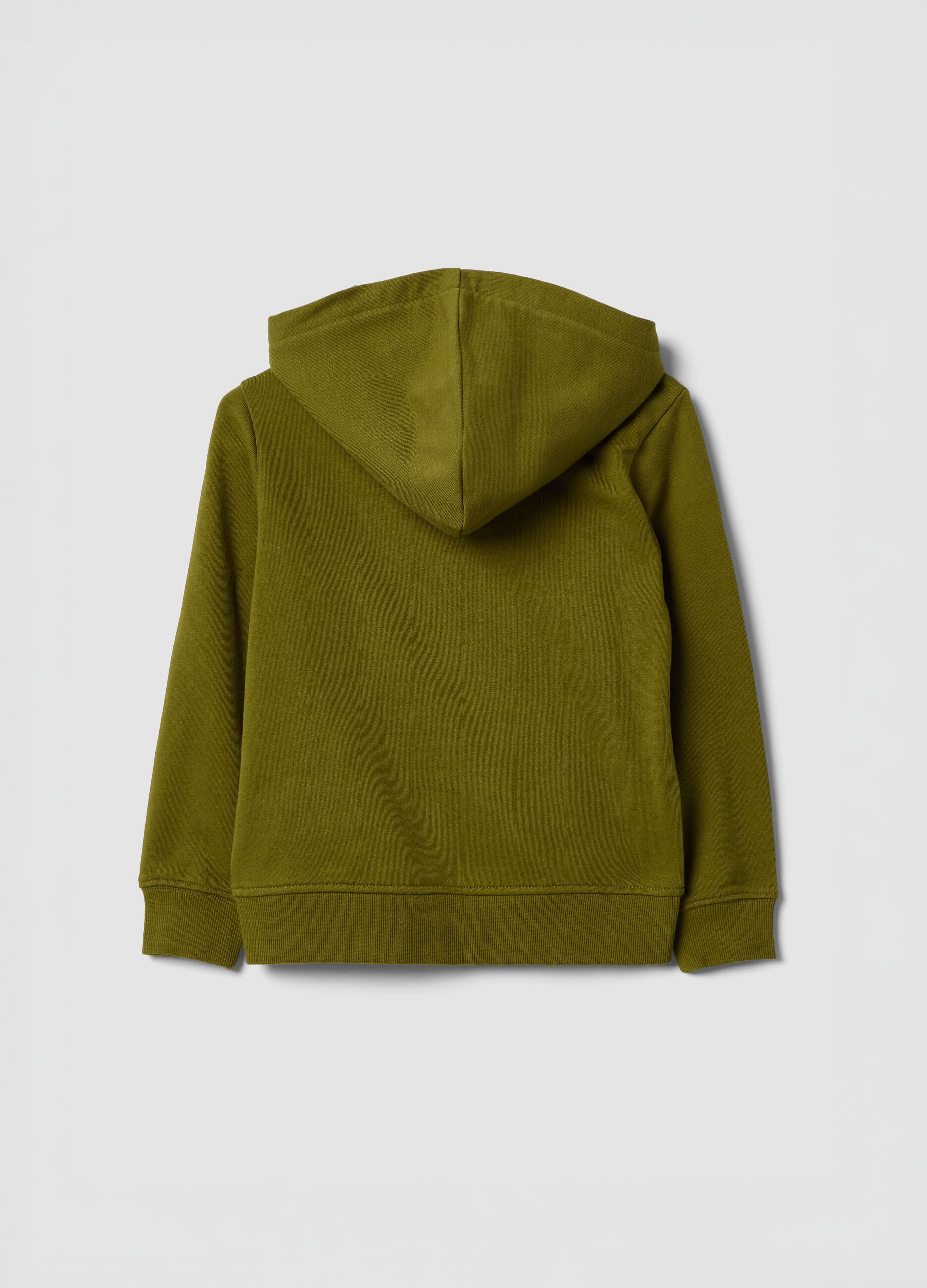 Green organic cotton hooded sweatshirt for boys, regular fit