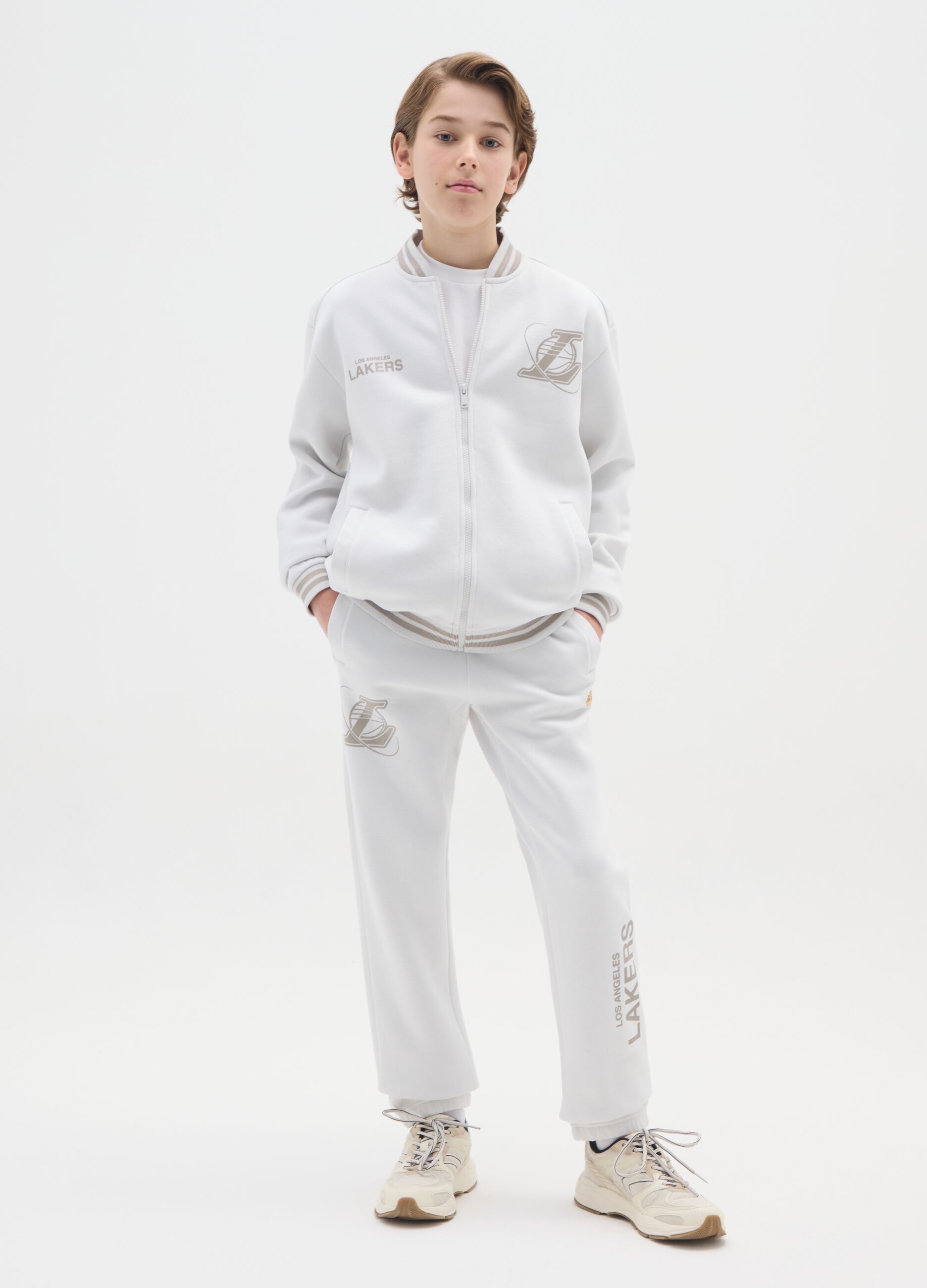 Kids' grey regular fit cotton blend trousers Los Angeles Lakers