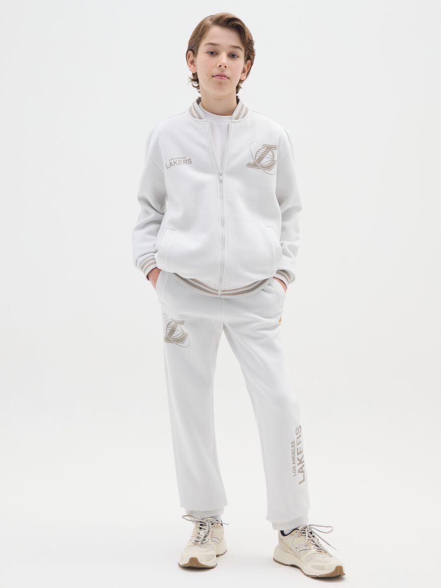 Kids' grey regular fit cotton blend trousers Los Angeles Lakers_0