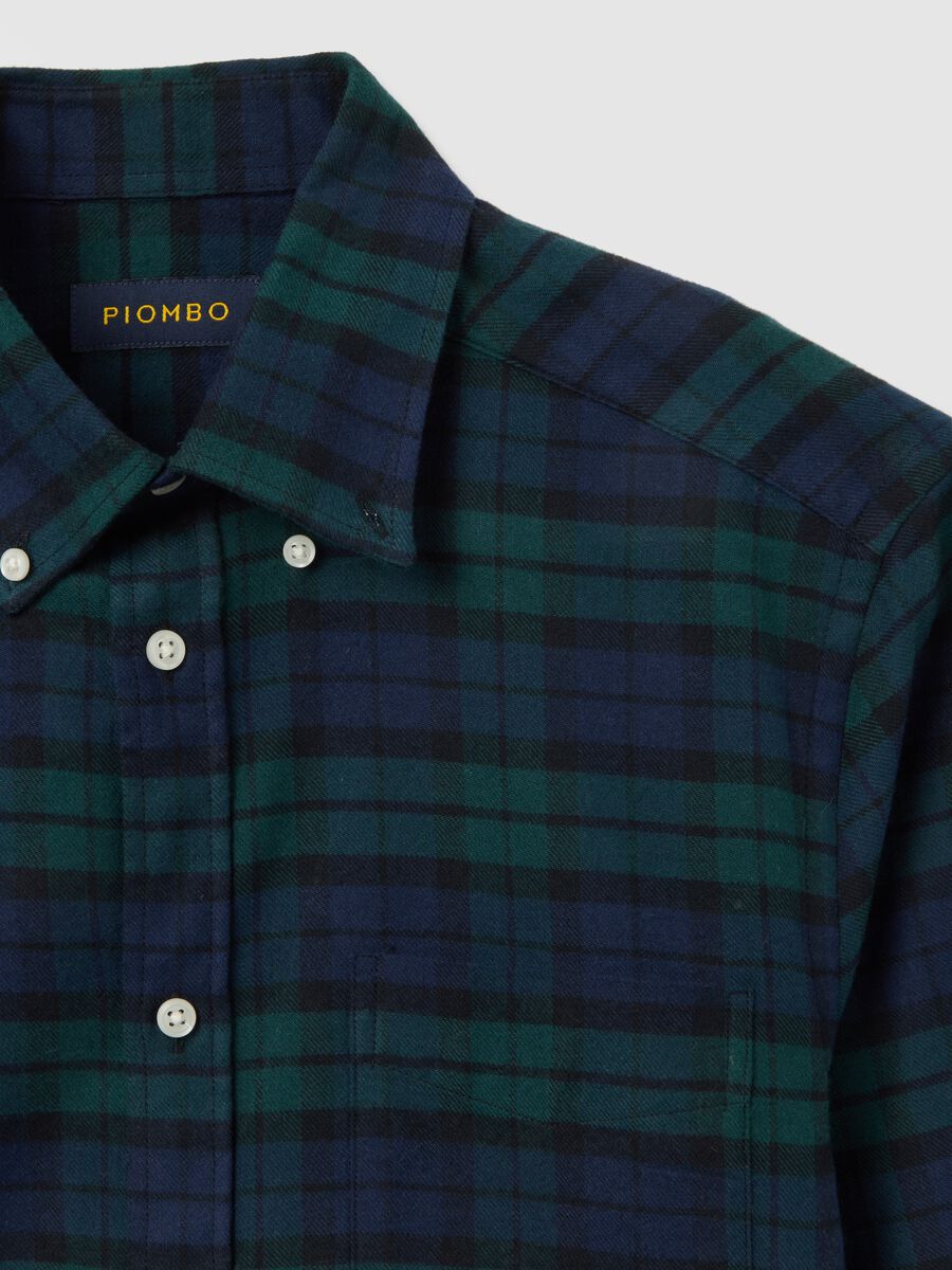 Camicia a quadri multicolor in puro cotone e flanella regular fit_1