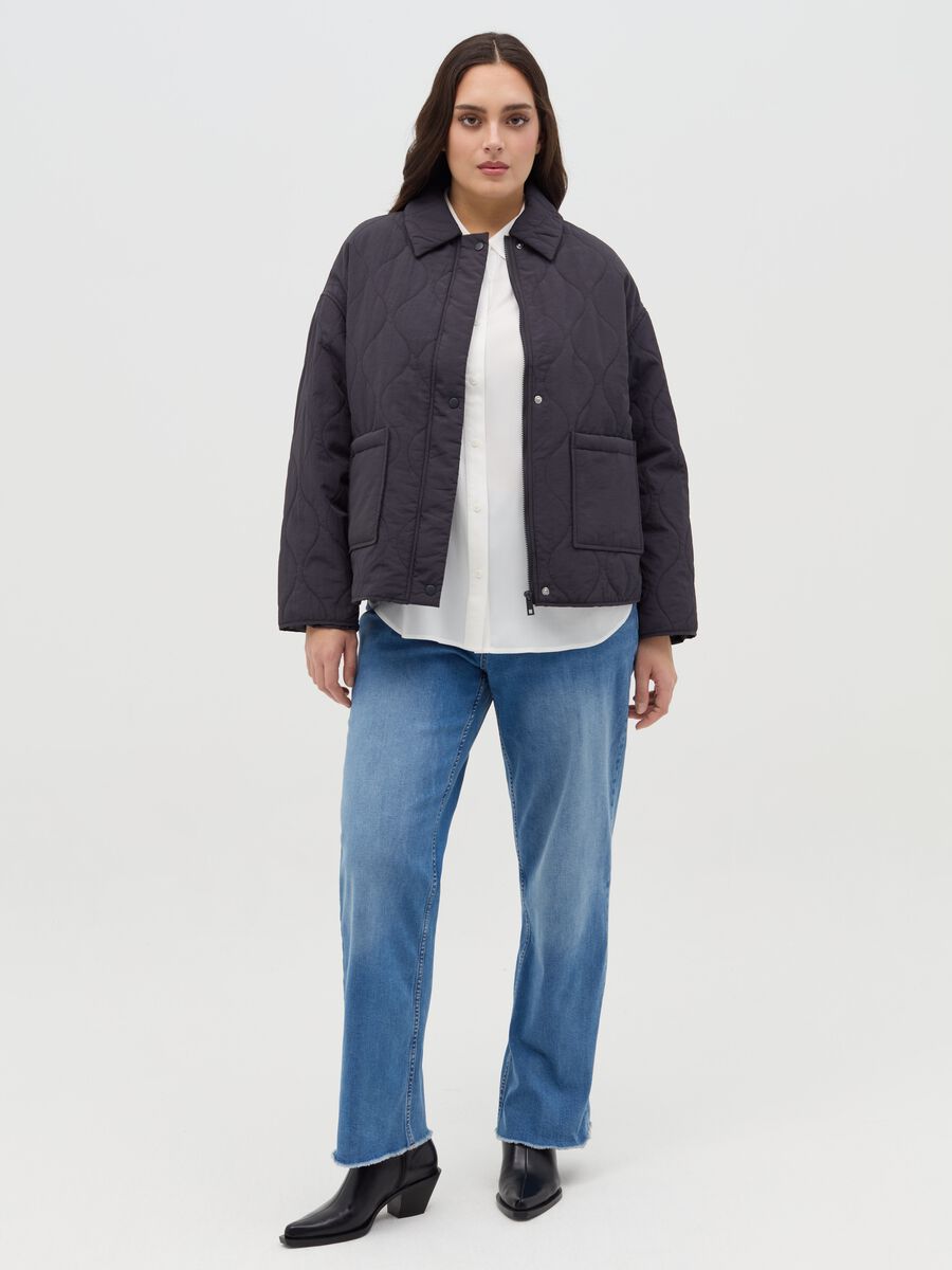 Curvy short quilted jacket with collar_1