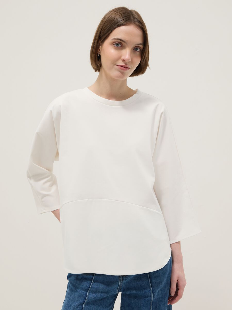 T-shirt in misto cotone elasticizzato bianca regular fit_0
