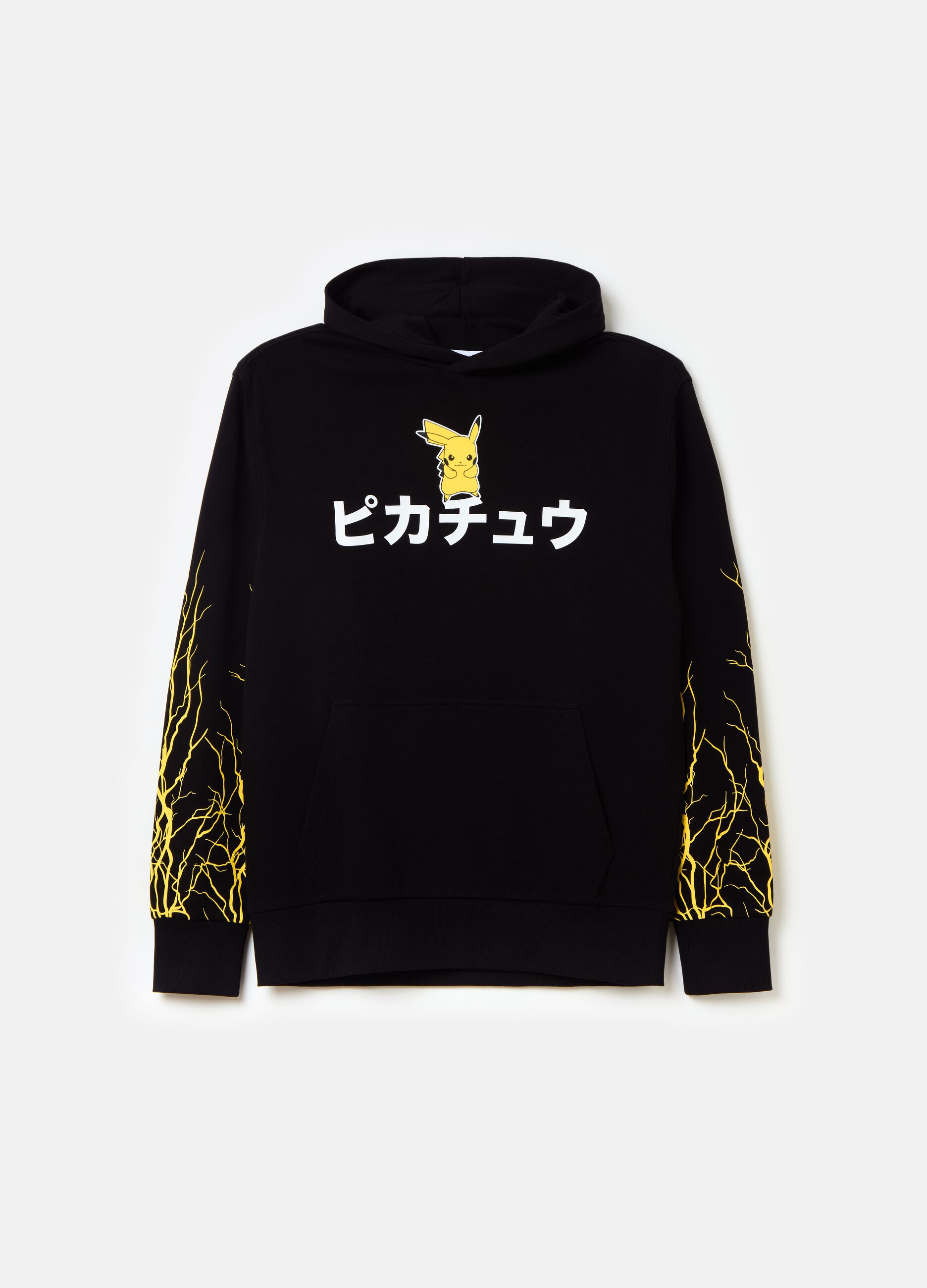 Sweatshirt with hood and Pikachu print