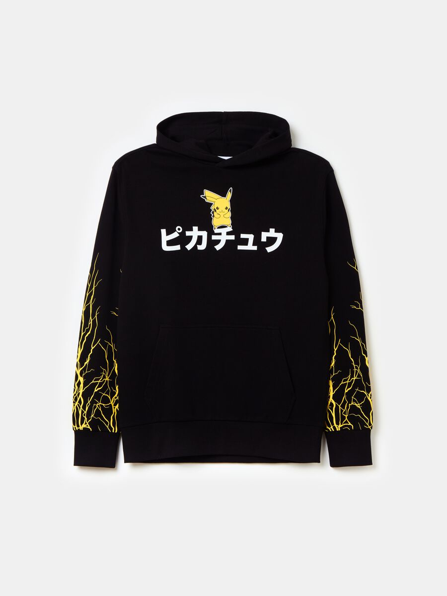 Sweatshirt with hood and Pikachu print_0