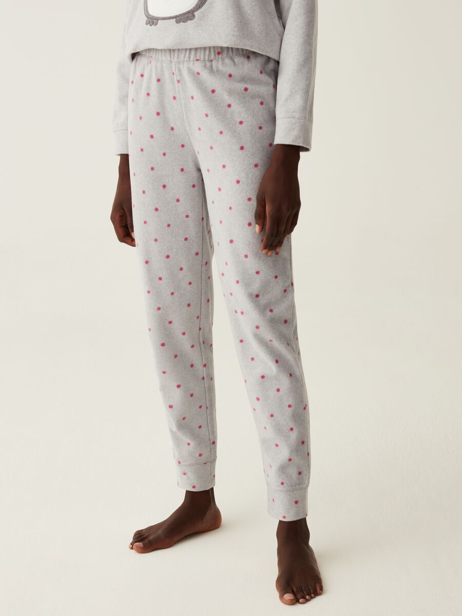 Long fleece pyjamas with owl embroidery_3