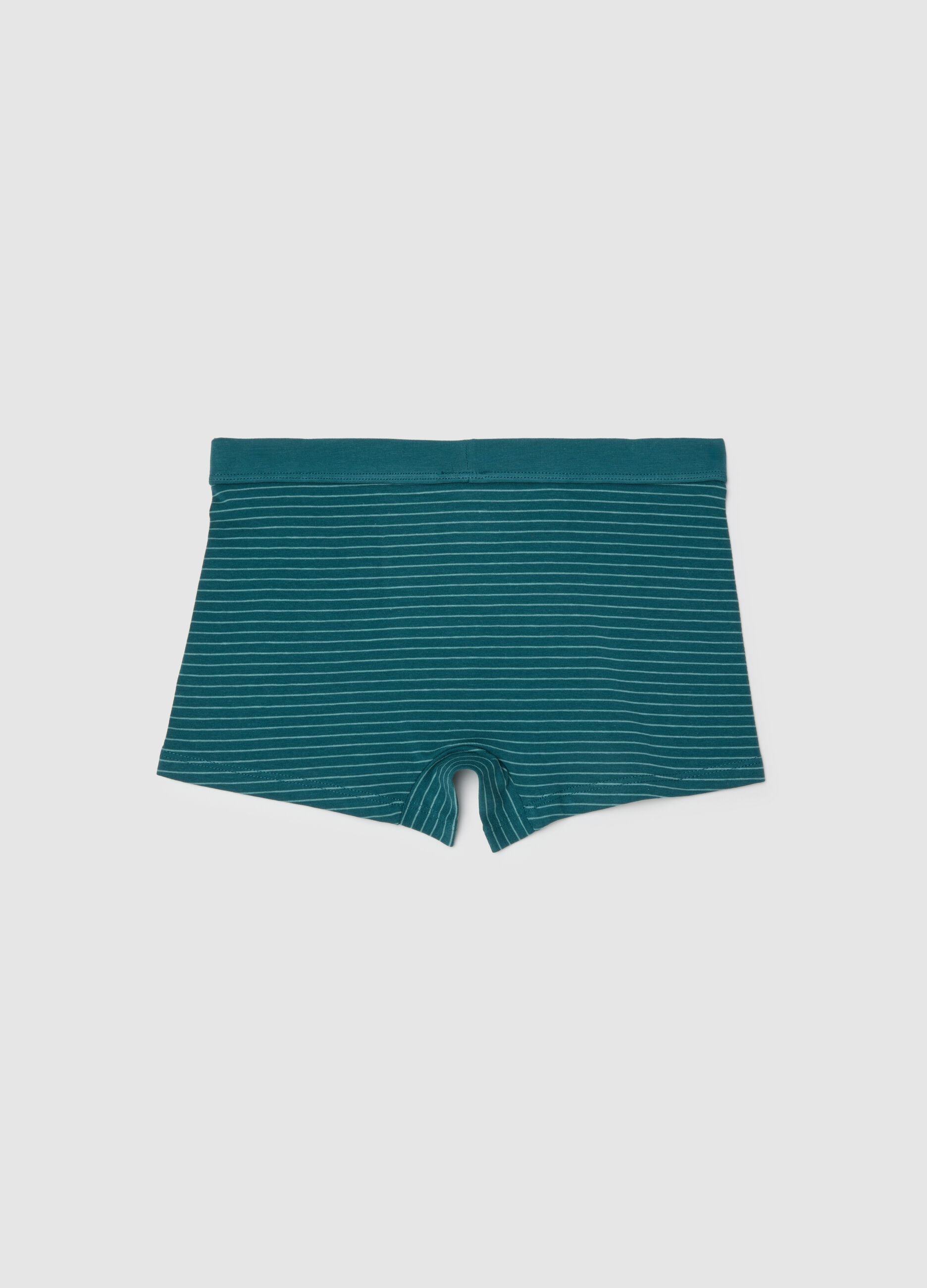 Boys' green stretch cotton boxer shorts