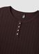 Brown ribbed stretch viscose pyjama top_1