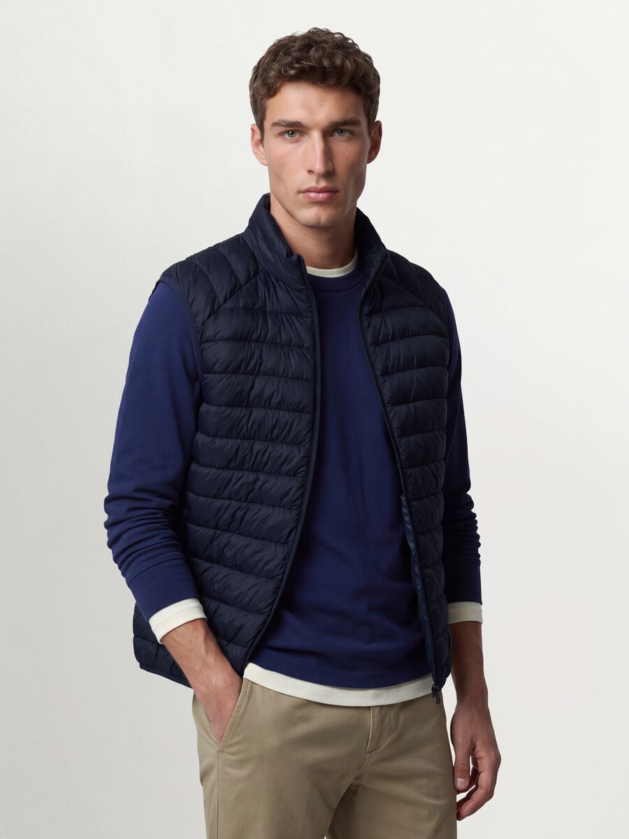 Blue Ultralight Padded Gilet with Zip_1