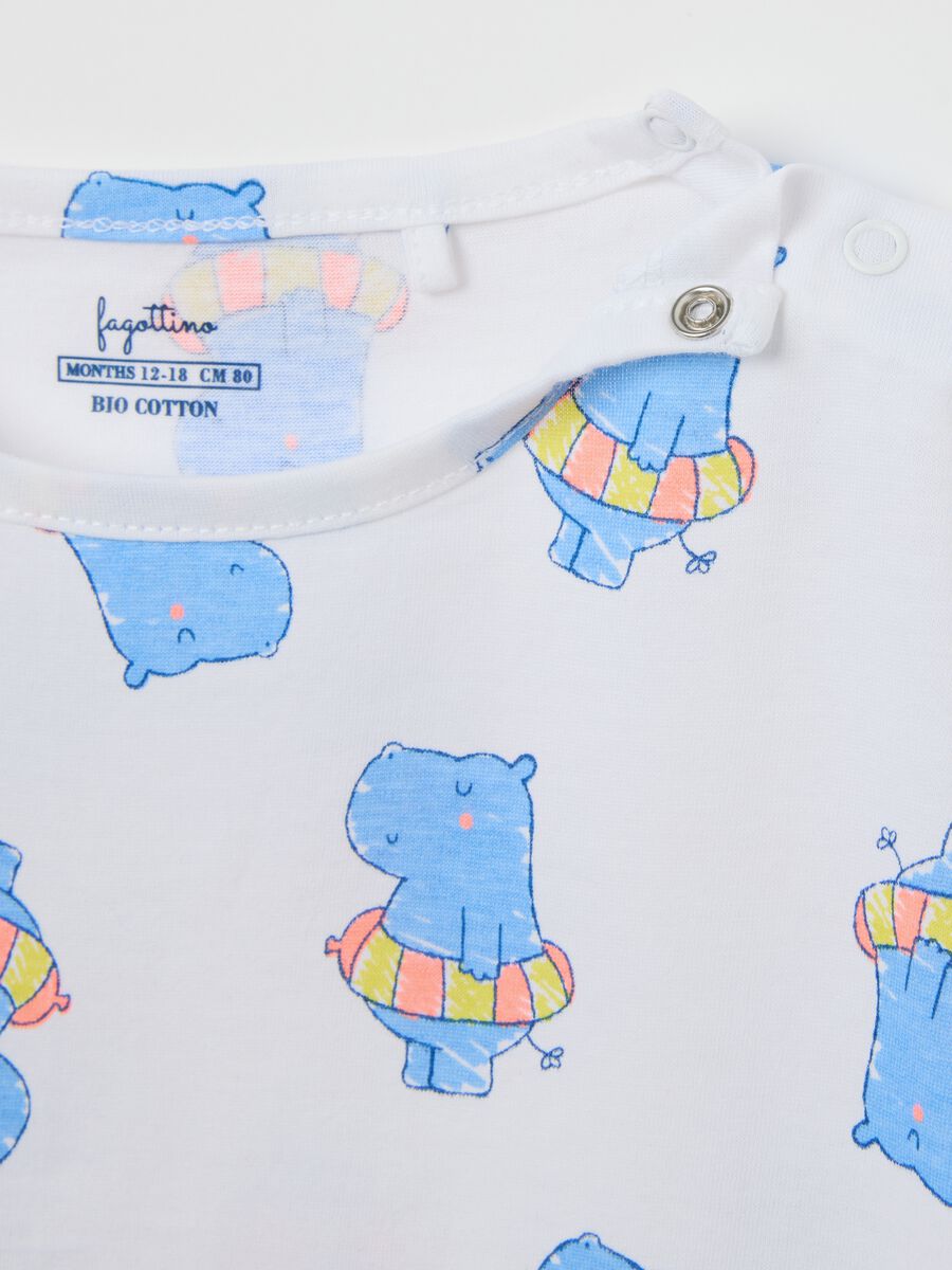 Multicolour pure cotton baby romper with short sleeves and print_3