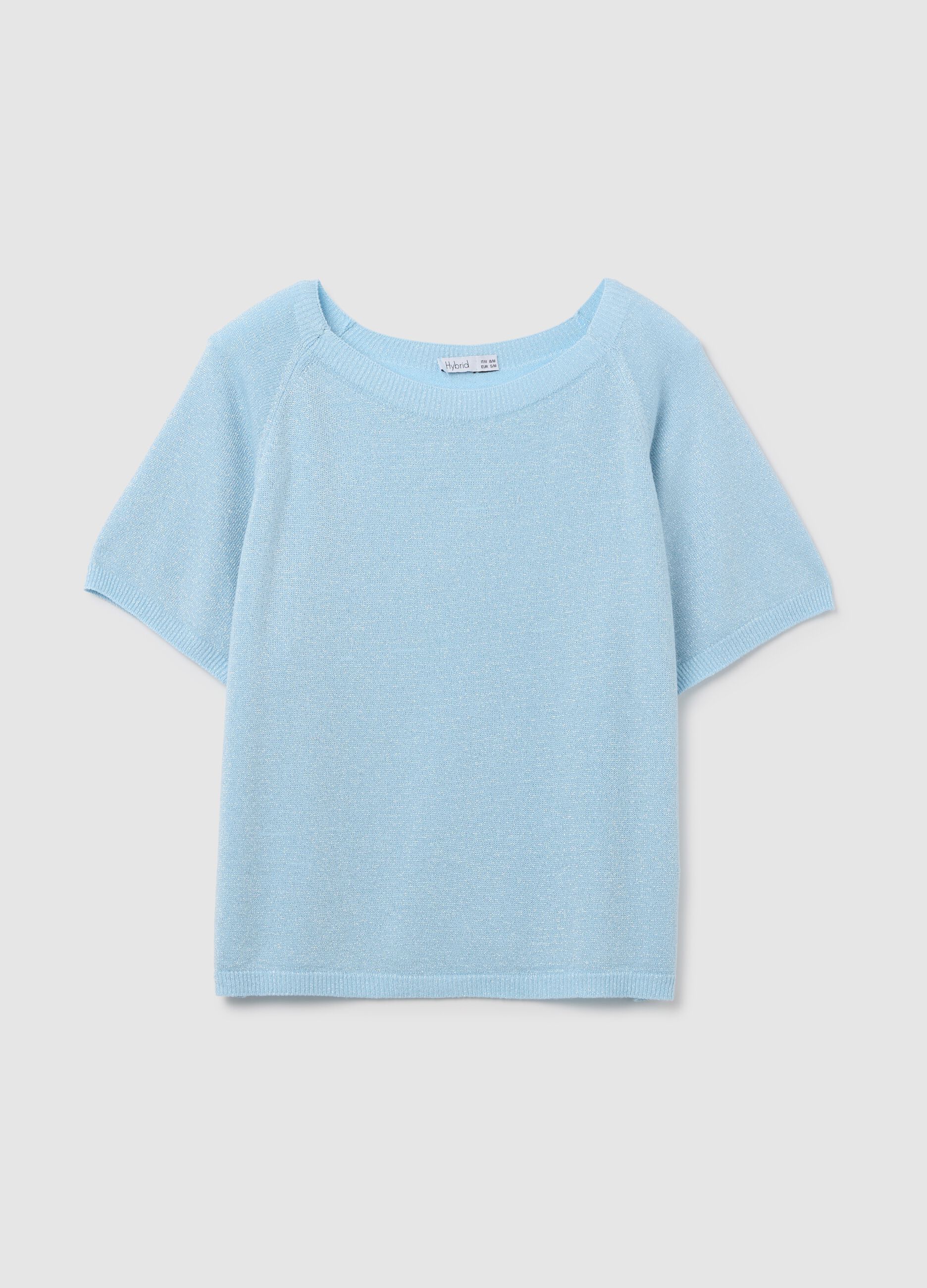 Women's blue viscose regular fit top with boat neckline
