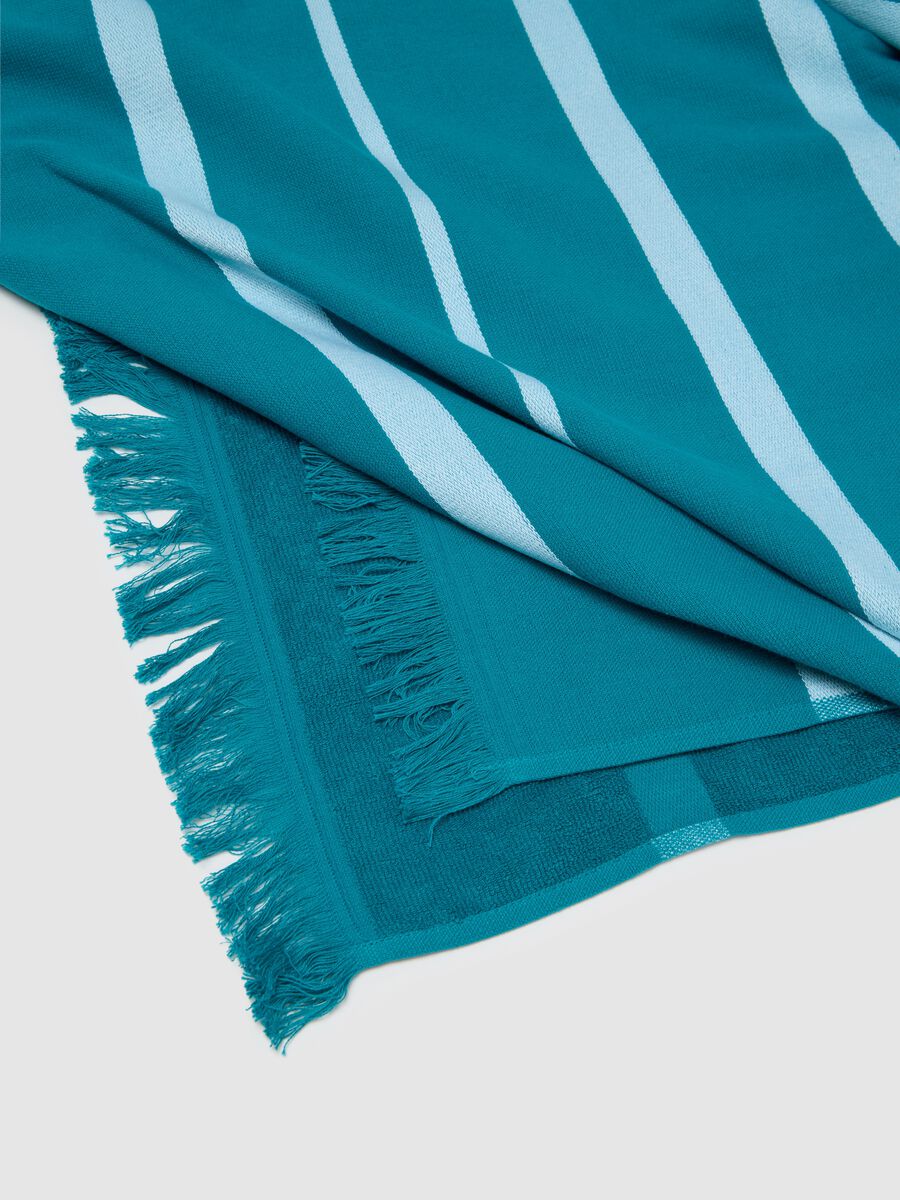 Women's Multicolour Cotton Beach Towel with Fringes_2