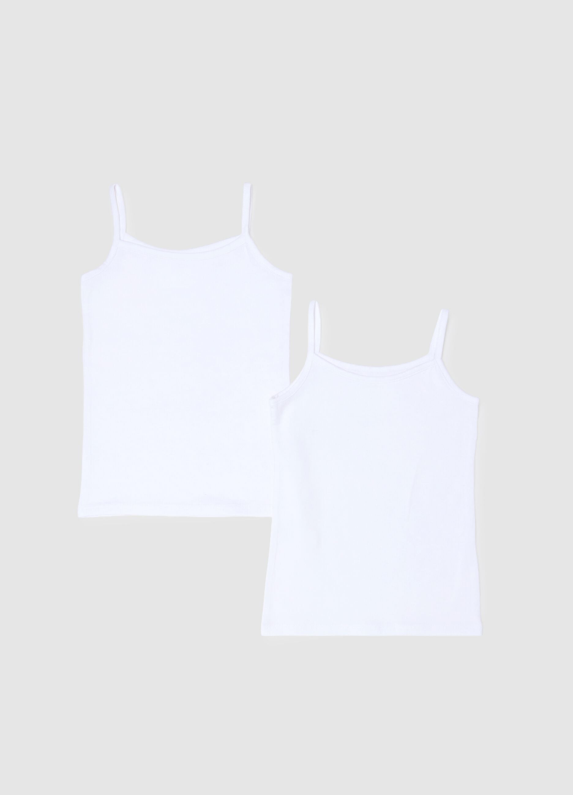 White stretch cotton girl's tank top twin pack regular fit