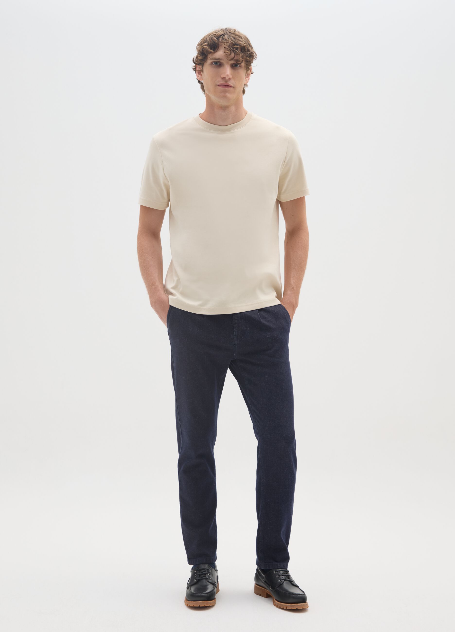 Blue Denim Chino Trousers