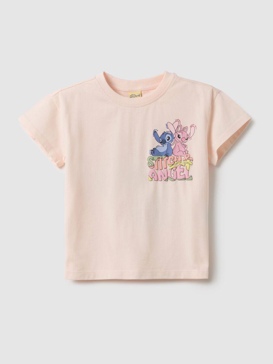 Girl's pink stretch cotton regular fit t-shirt with print_0