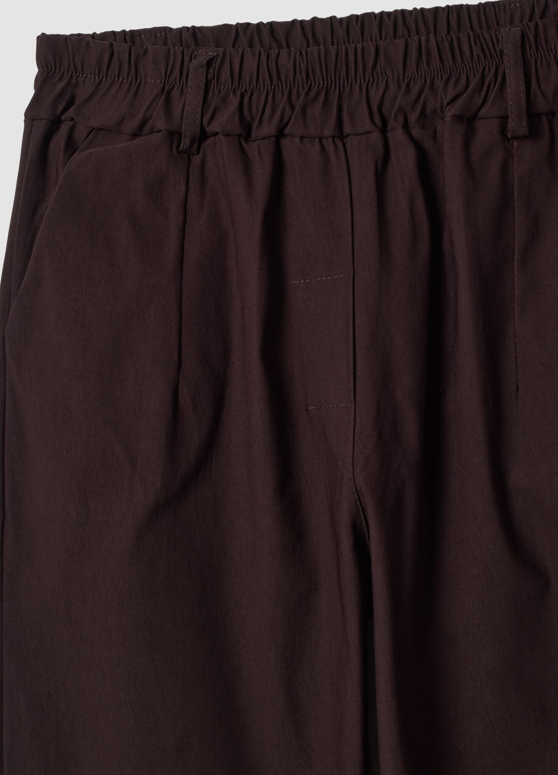 Dark brown regular-fit stretch viscose trousers