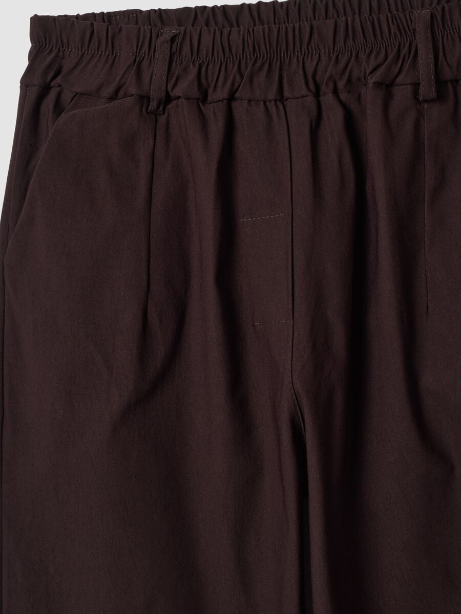 Dark brown regular-fit stretch viscose trousers_1