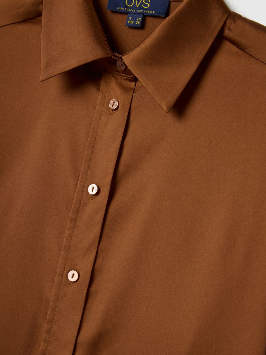Brown Satin Regular Fit Shirt_5