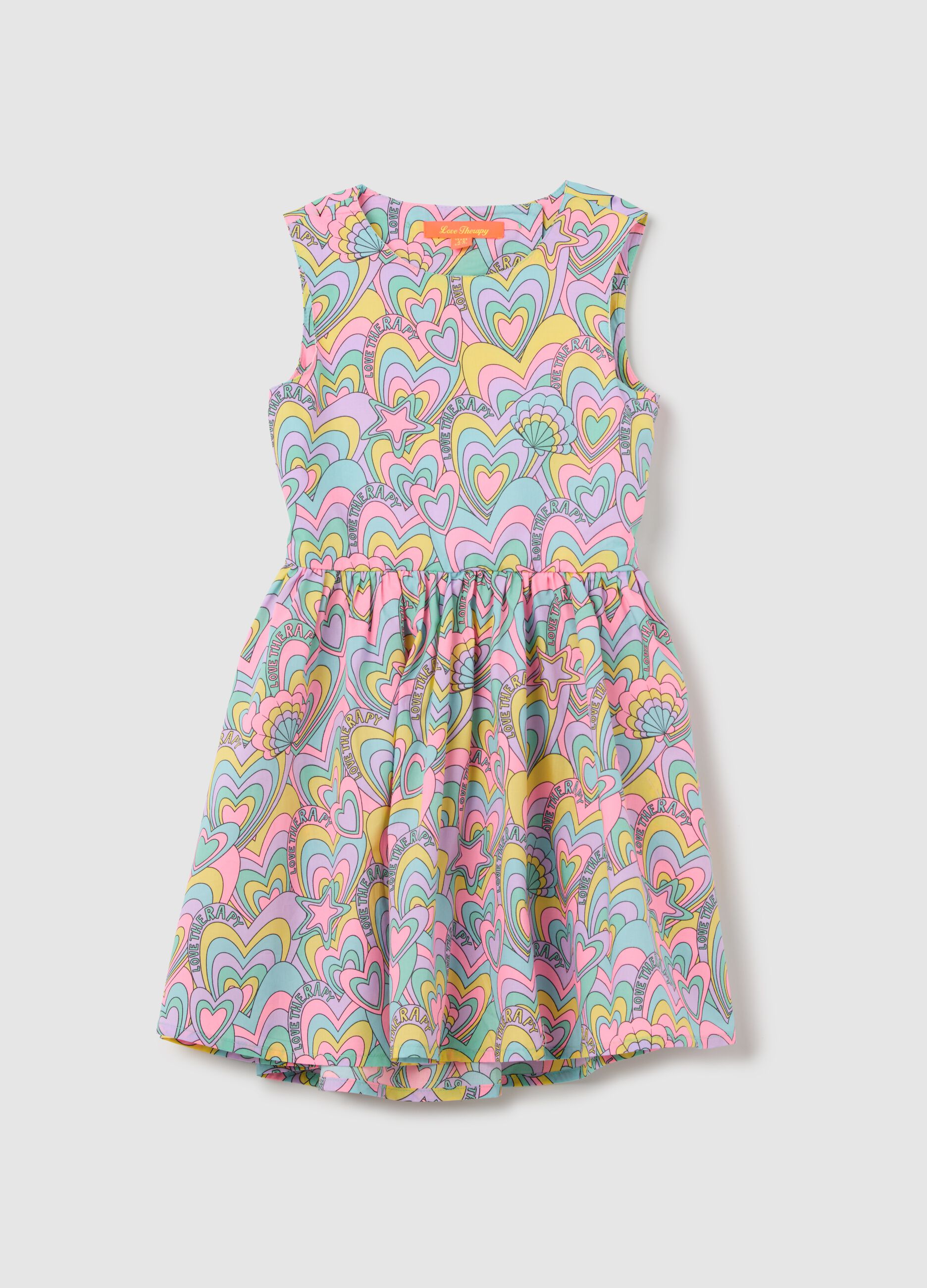 Multicolored Poplin Sleeveless Dress Love Therapy
