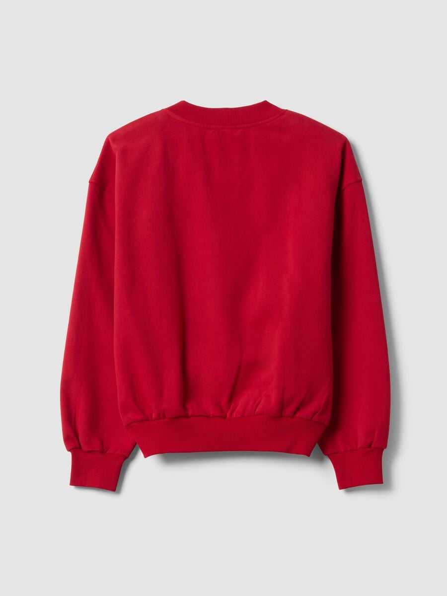 Felpa rossa in misto cotone con scollo a V over fit_2