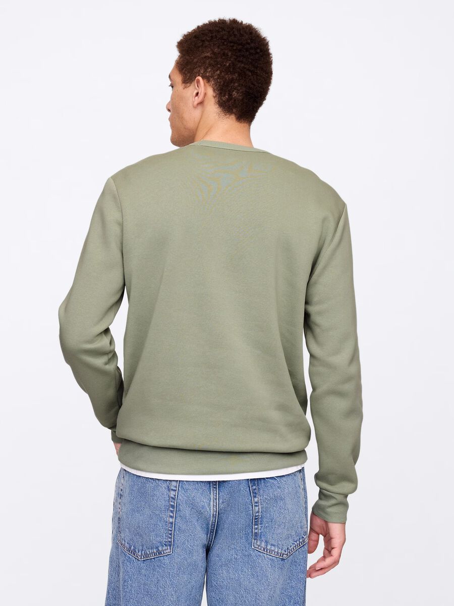 Green sweatshirt with round neck in cotton blend_2