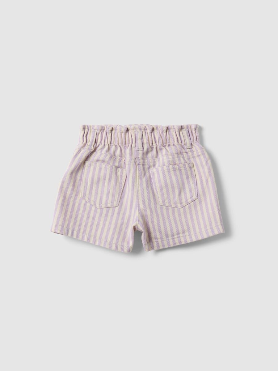 Girl's regular fit multicoloured striped pure cotton shorts_1