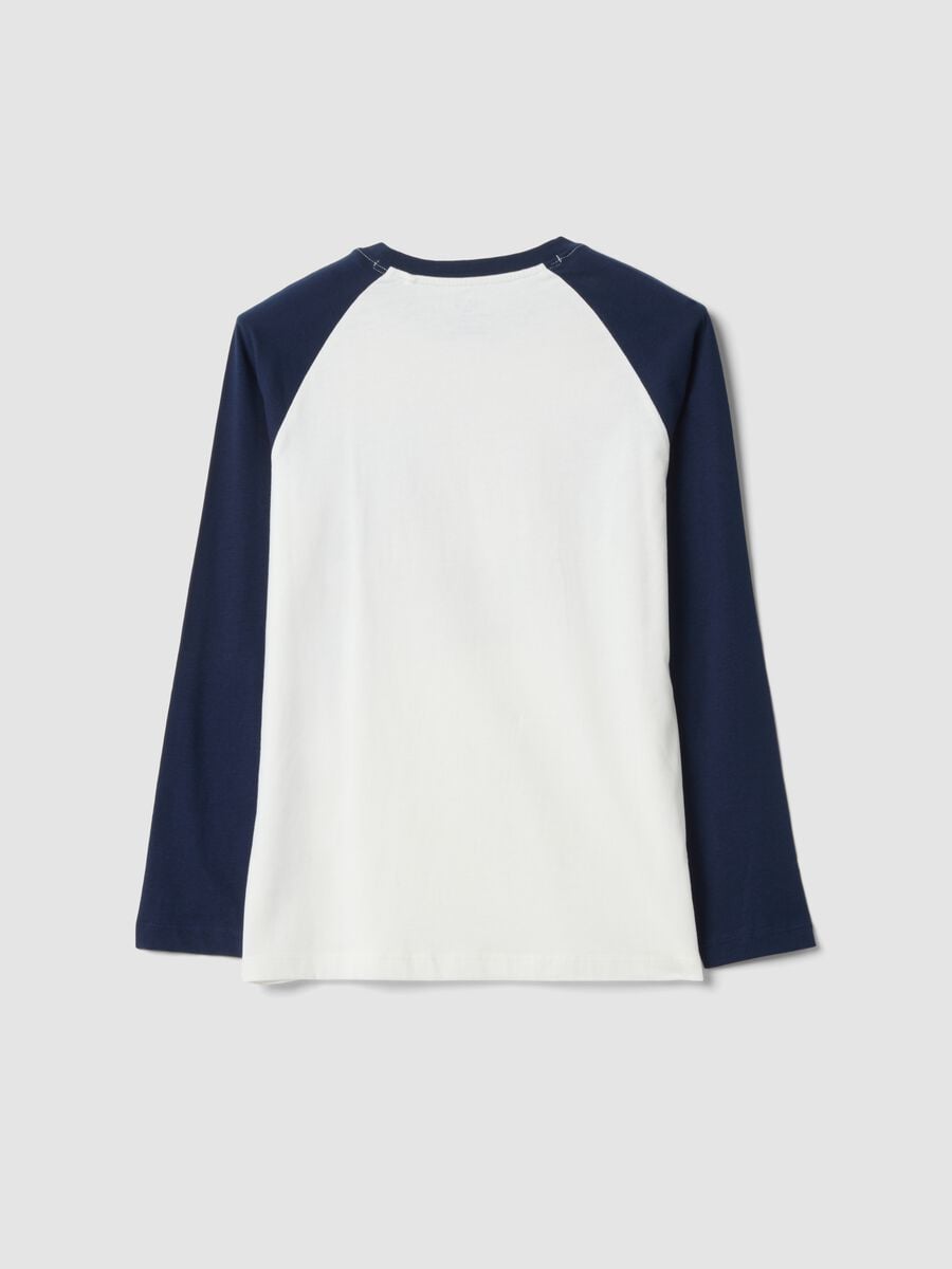 White pure cotton T-shirt with college print, relaxed fit_1