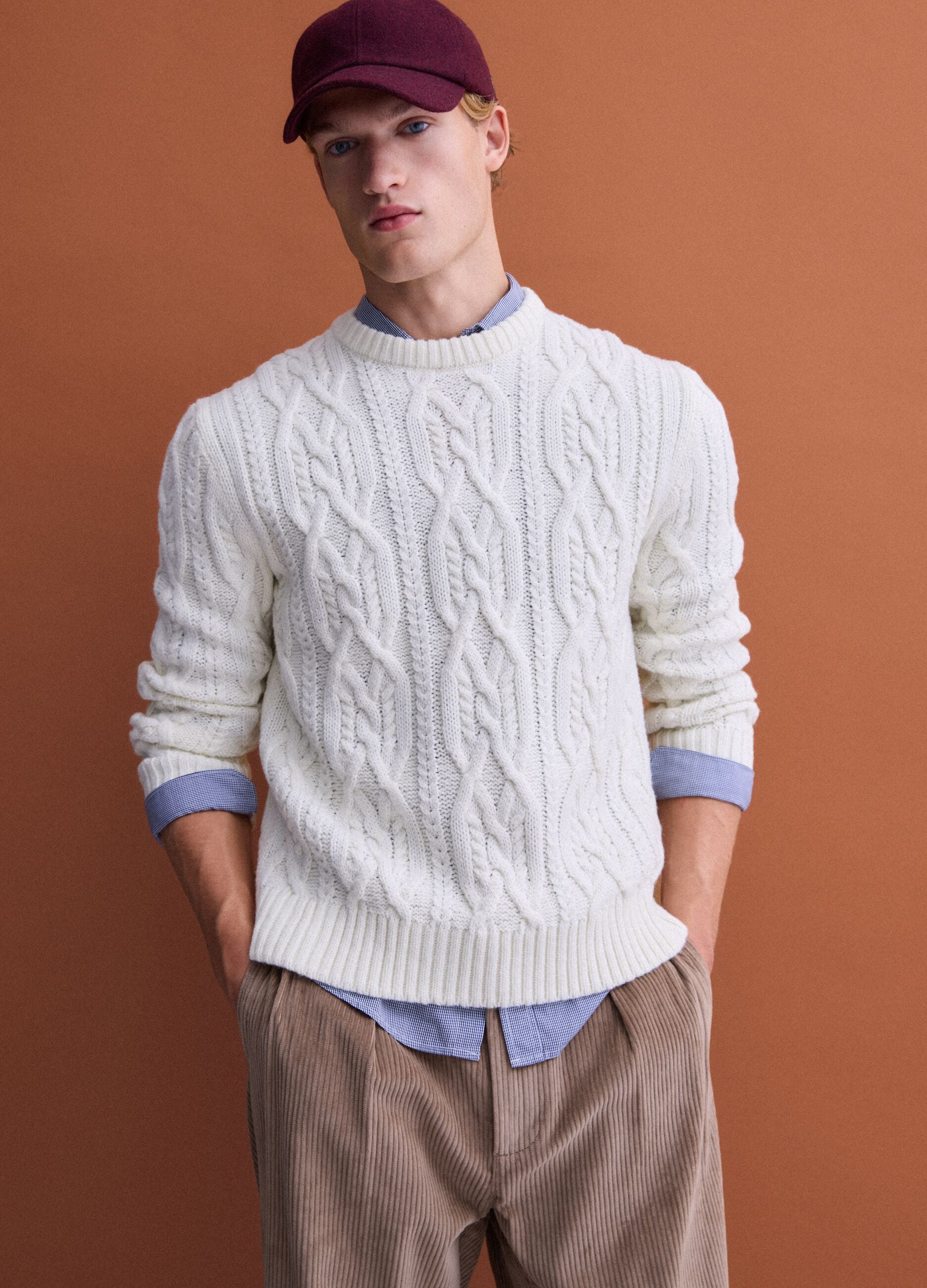 White regular-fit jacquard wool-blend jumper