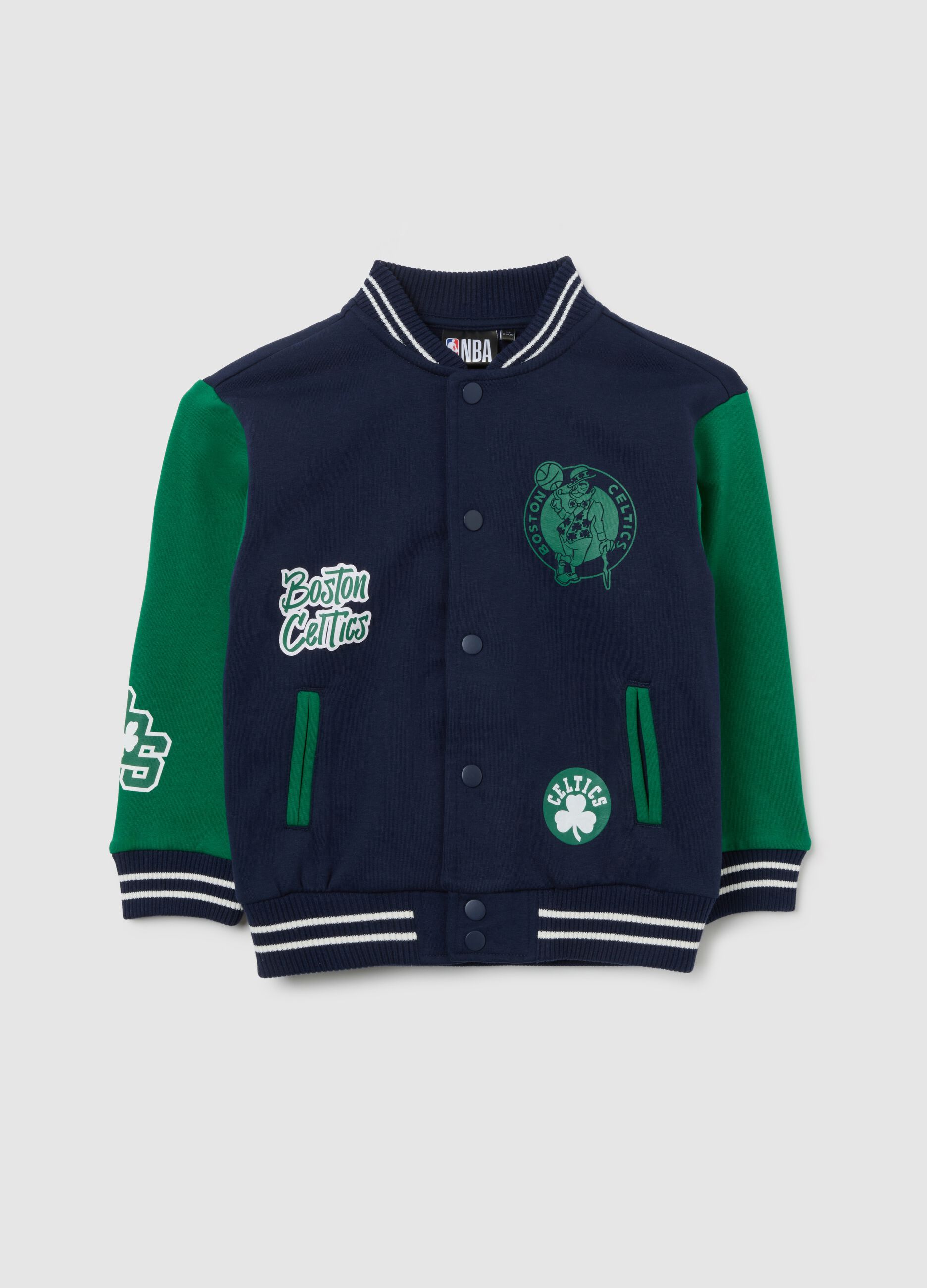 Kids' blue cotton blend sweatshirt, regular fit with Boston Celtics print