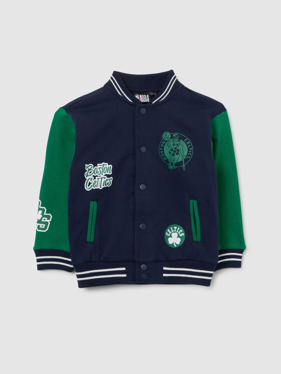 Kids' blue cotton blend sweatshirt, regular fit with Boston Celtics print_0