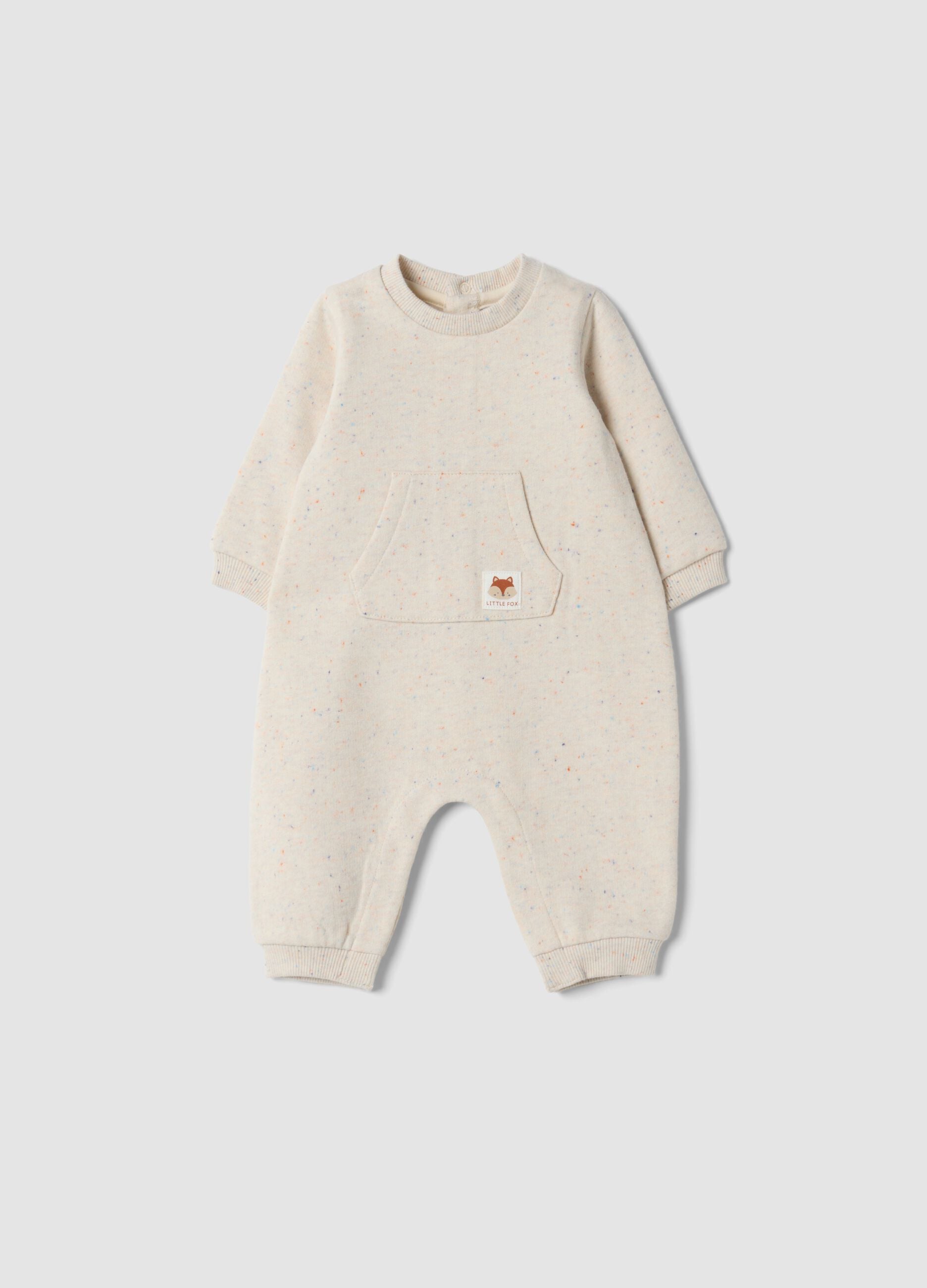Tutina beige in misto cotone organico con bottoni