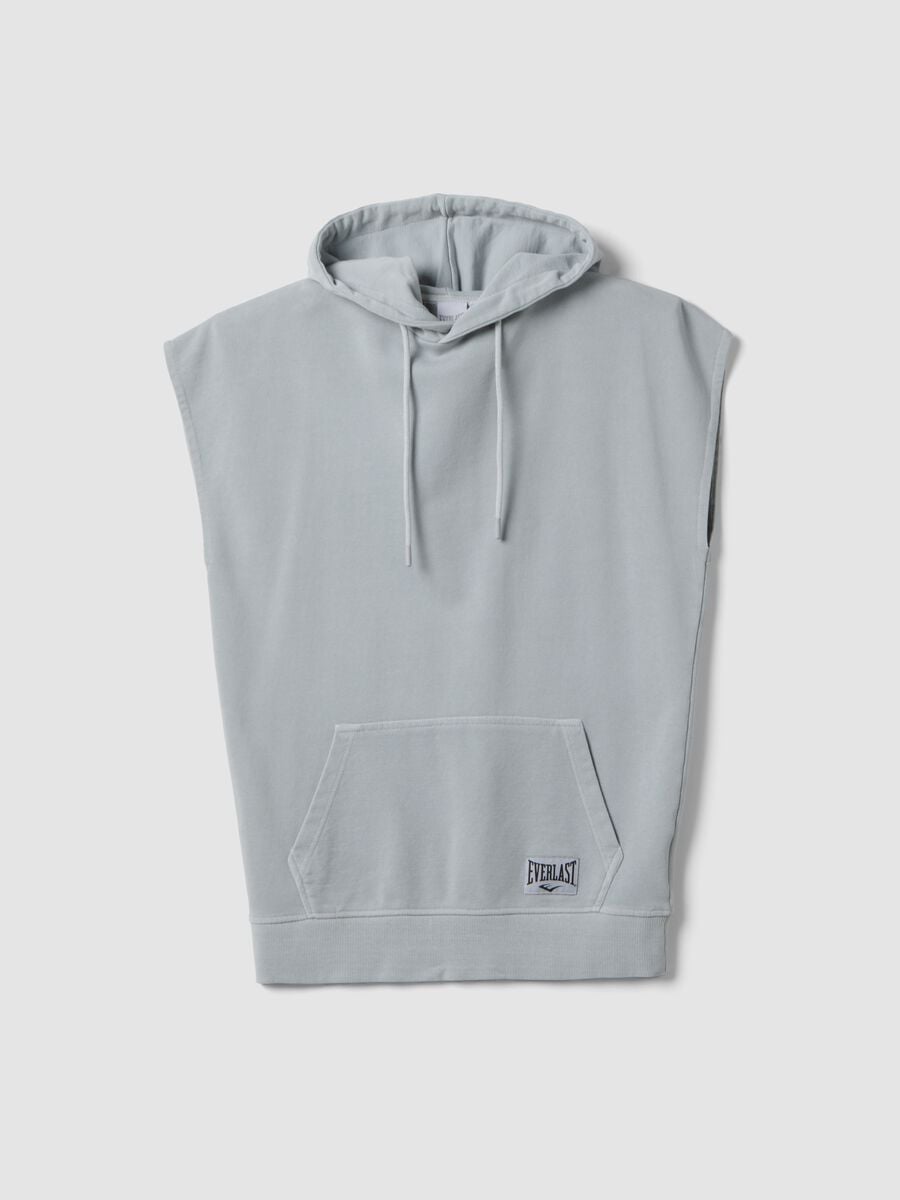 Felpa senza maniche in misto cotone grigia regular fit con cappuccio_4
