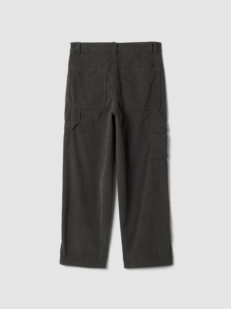 Pantaloni carpenter grigi a coste over fit_1