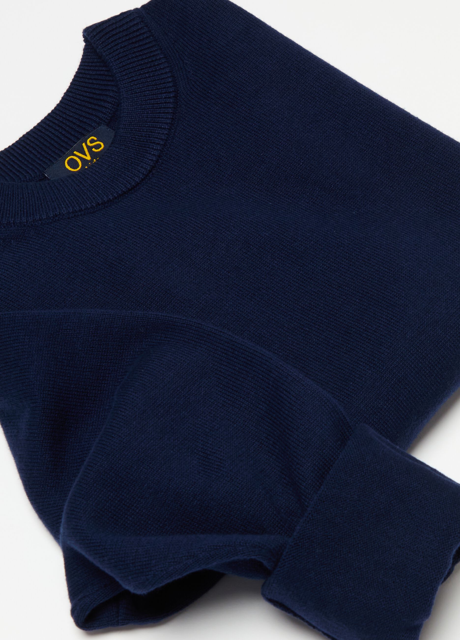 Solid colour cotton pullover