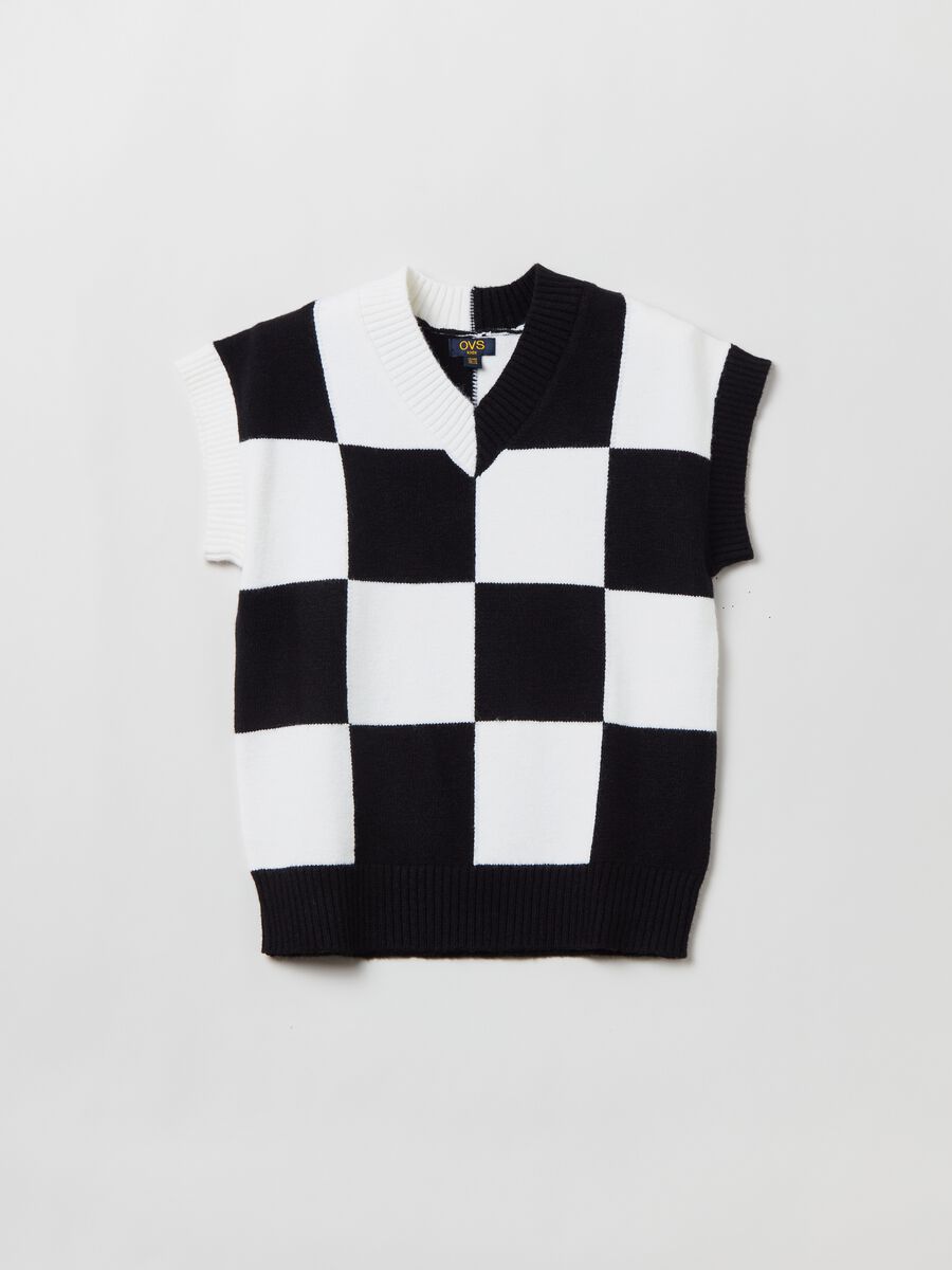 Gilet a scacchi con scollo a V_0
